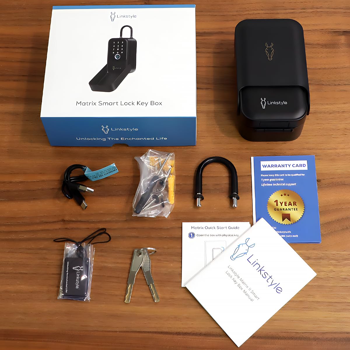 LINKSTYLE Matrix II Smart Lock Box for Keys – Bluetooth Wireless Key Safe with 5 Unlock Modes (Codes, Fingerprint, App, Keycards, Manual Key) for AirBnB Hosts, Realtors & Turo Rentals – Secure Key Storage Solution for Vacation Homes, Rental Properties & Real Estate Showings