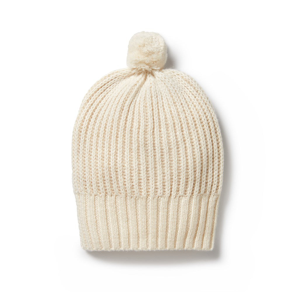 Ecru Knitted Ribbed Hat for Women & Men - Warm Winter Beanie for Outdoor Activities, Skiing, and Casual Wear