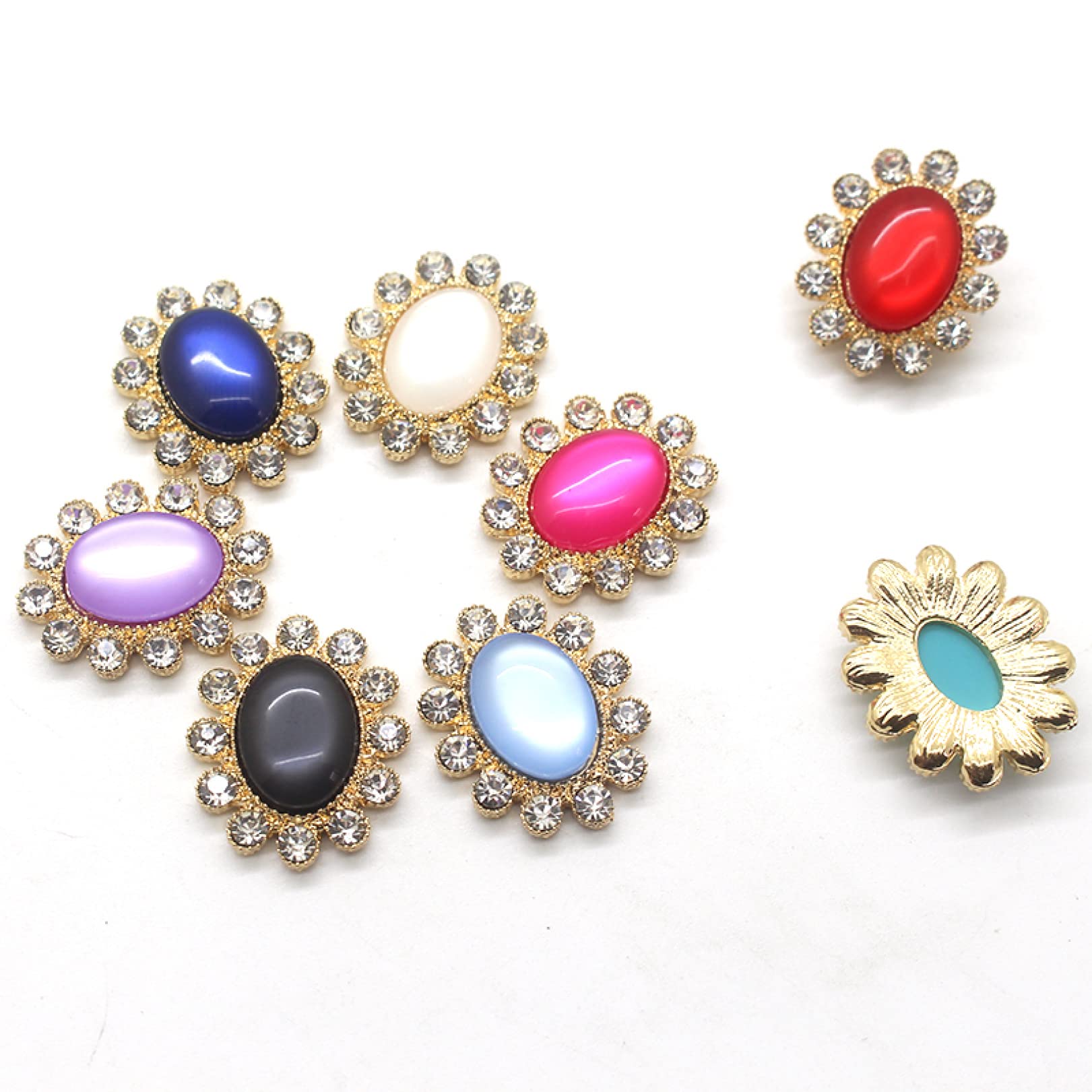 20pcs Oval Resin Rhinestone Buttons for Clothing DIY - Alloy Craft Buttons for Hair Accessories, Wedding Dress Decor - Perfect for Sewing, Scrapbooking & Costume Design