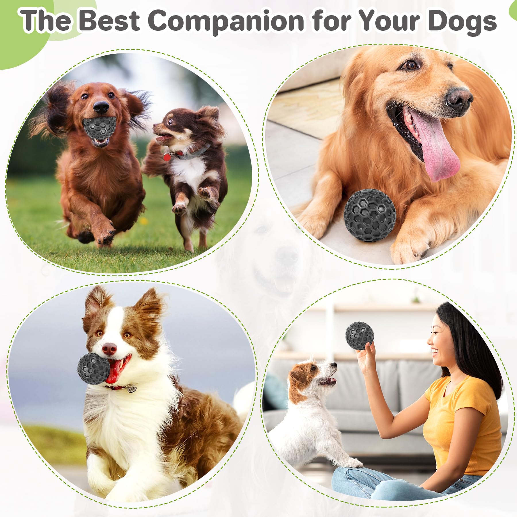 Ultra Durable Squeaky Dog Balls - Indestructible Chew Toys for Large Breed Aggressive Chewers - Anxiety Relief & Teeth Cleaning - Perfect for Outdoor Play, Fetch & Training - Tough Rubber Dog Toys for German Shepherds, Pitbulls & Big Dogs
