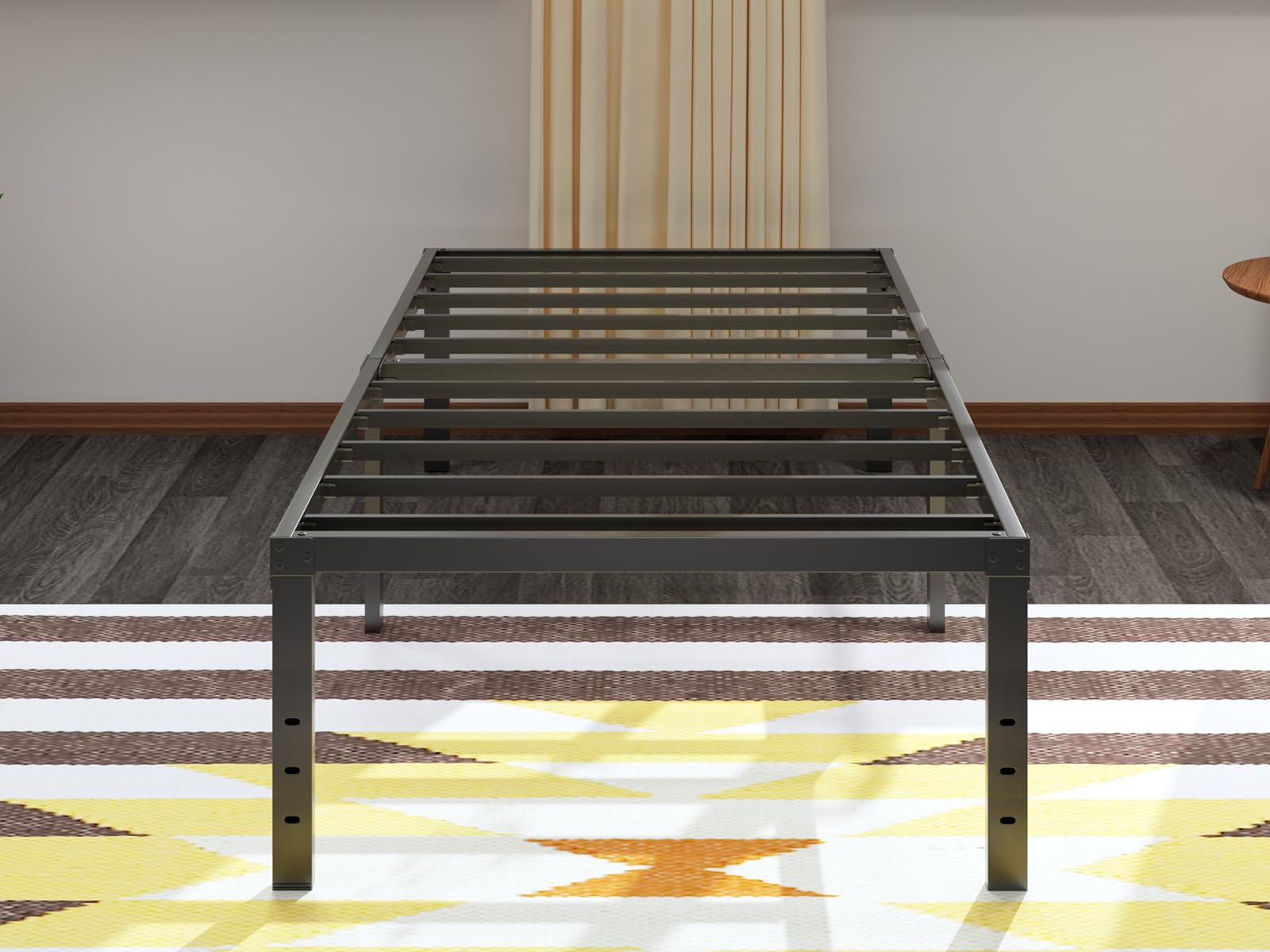 **Twin Size Metal Platform Bed Frame with Storage - 18 Inch Height, Heavy Duty Slats Support, No Box Spring Needed - Easy Assembly, Noise Free, Black - Perfect for Kids, Boys & Girls Bedrooms, Dorms, or Guest Rooms**