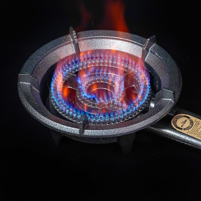 High-Pressure Propane Wok Burner - Cast Iron Camping Stove with Regulator & Hose | Portable Outdoor Gas Stove for Backpacking, Tailgating & Asian Cooking (Model SH90)
