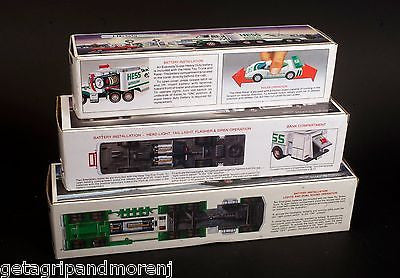 Vintage HESS Toy Truck Collection - 1988 Fire Truck, 1989 Tanker Truck, 1990 Racer (Set of 3) - Perfect for Collectors, Display & Retro Toy Enthusiasts