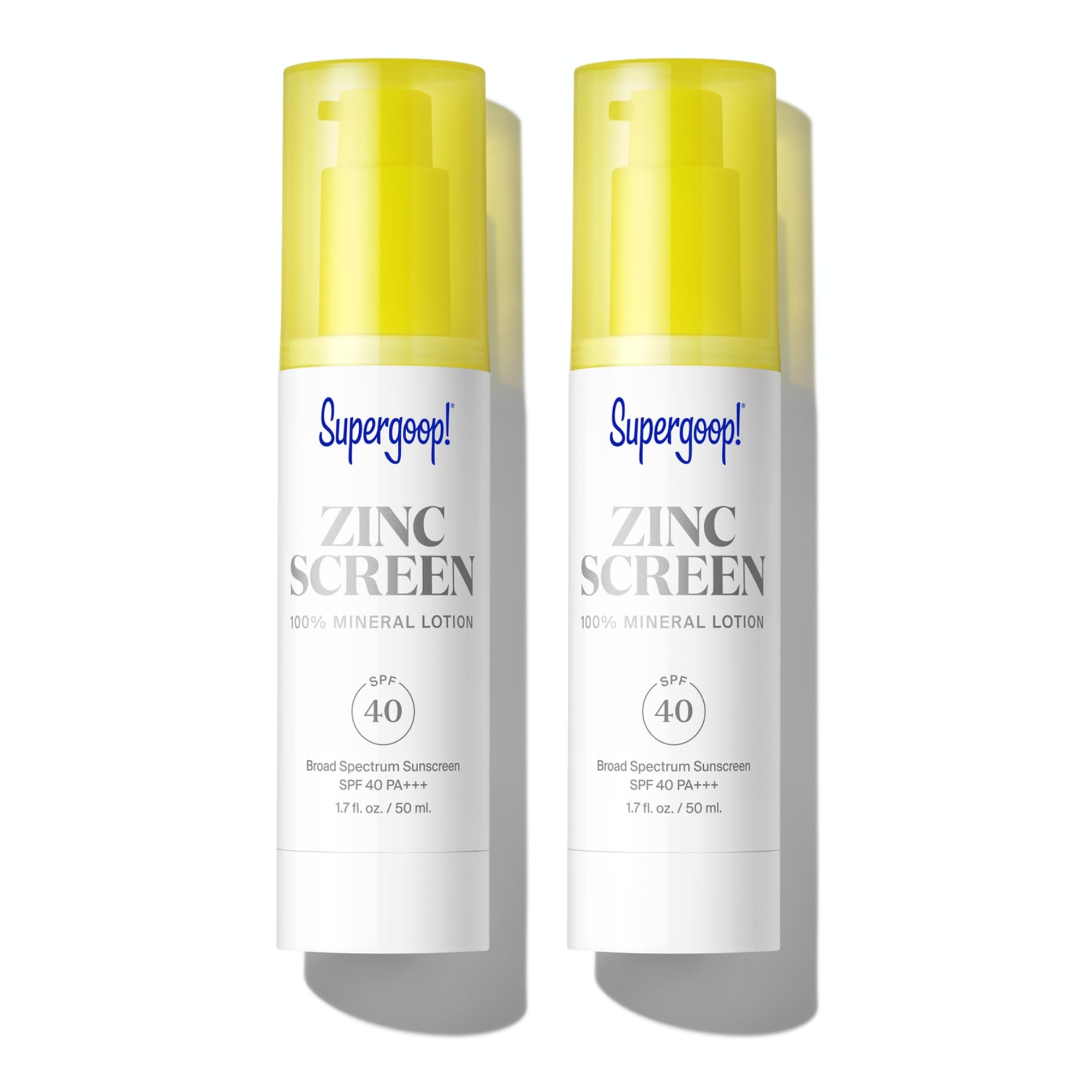 Supergoop! Zincscreen 100% Mineral Face Lotion - SPF 40 PA+++ Broad Spectrum Sunscreen, 1.7 fl oz (Pack of 2) - Lightweight, Blendable Formula with Pink Hue for Daily Sun Protection & Sensitive Skin Care