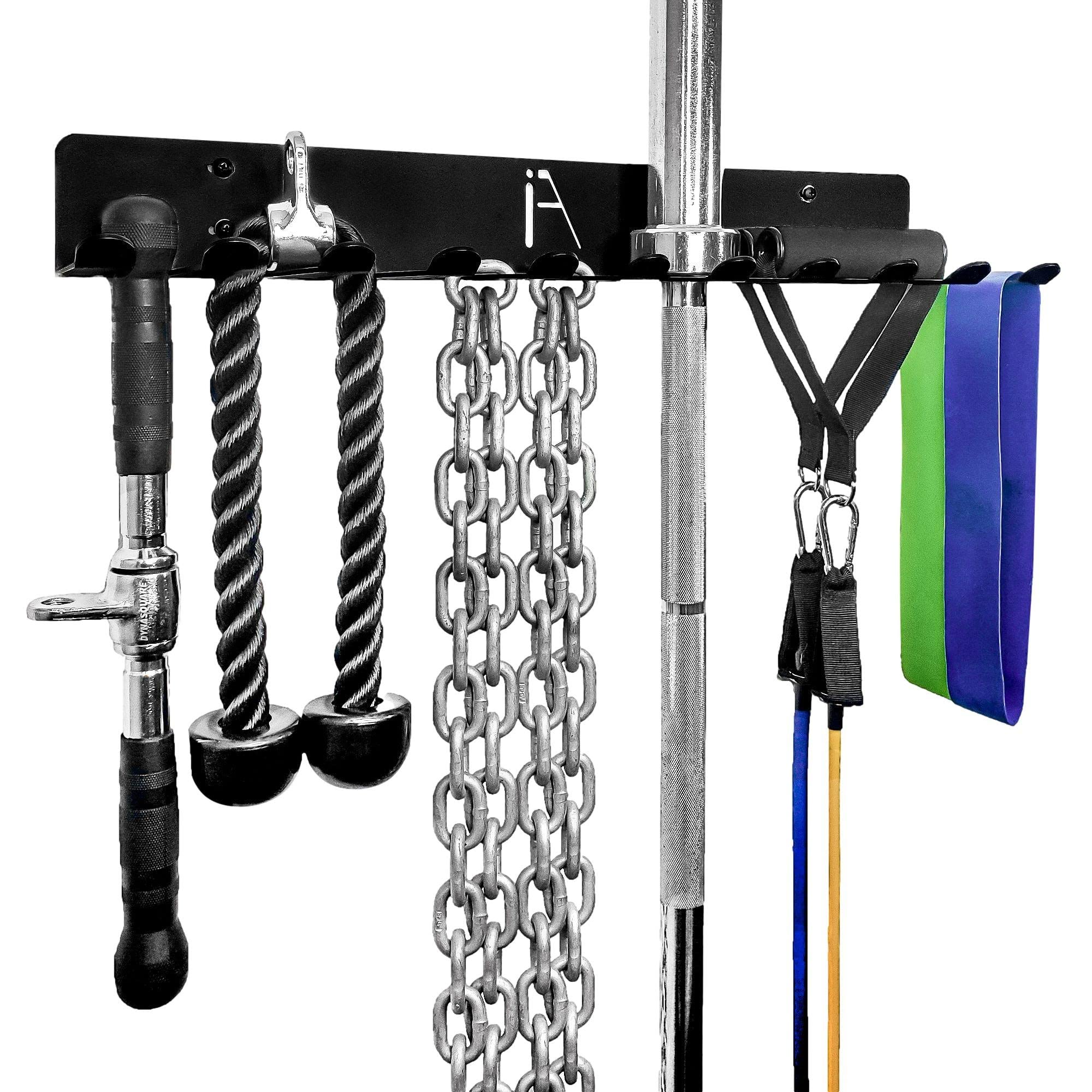 Heavy-Duty USA Steel Gym Wall Organizer - 9/11 Hook Omega Gym Storage Rack for Resistance Bands, Jump Ropes & Lifting Belts | Wall Mount Hanger with Hardware Included | Perfect for Home Gym, CrossFit & Garage Workout Organization
