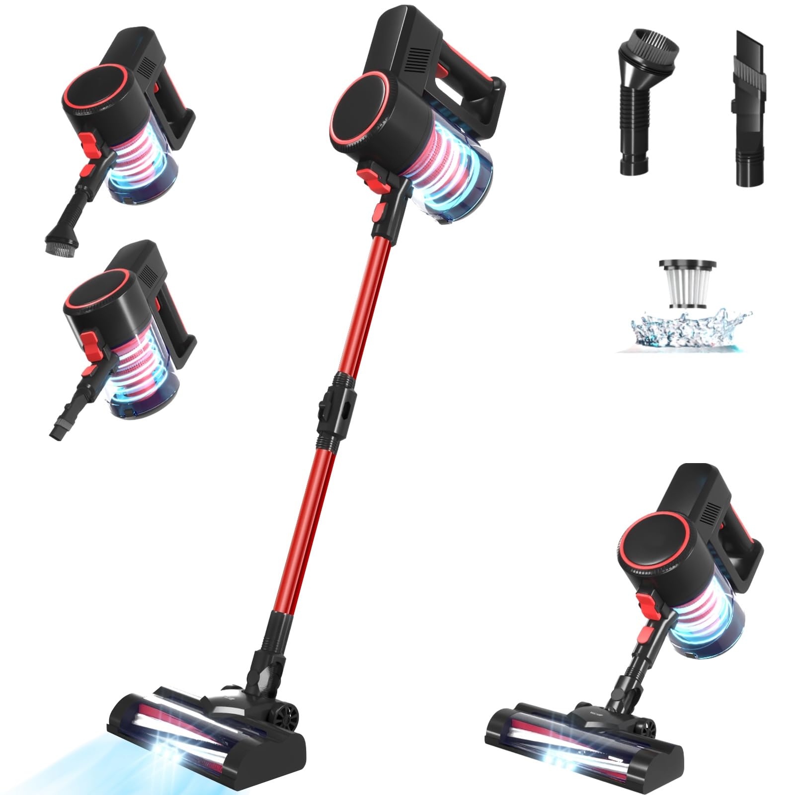 **Powerful Cordless Stick Vacuum Cleaner - 2000mAh Rechargeable Battery, 40Min Runtime, 4-in-1 Lightweight Handheld Vacuum for Home, Floor, Carpet & Pet Hair - Perfect for Quick Cleanups & Pet Owners**