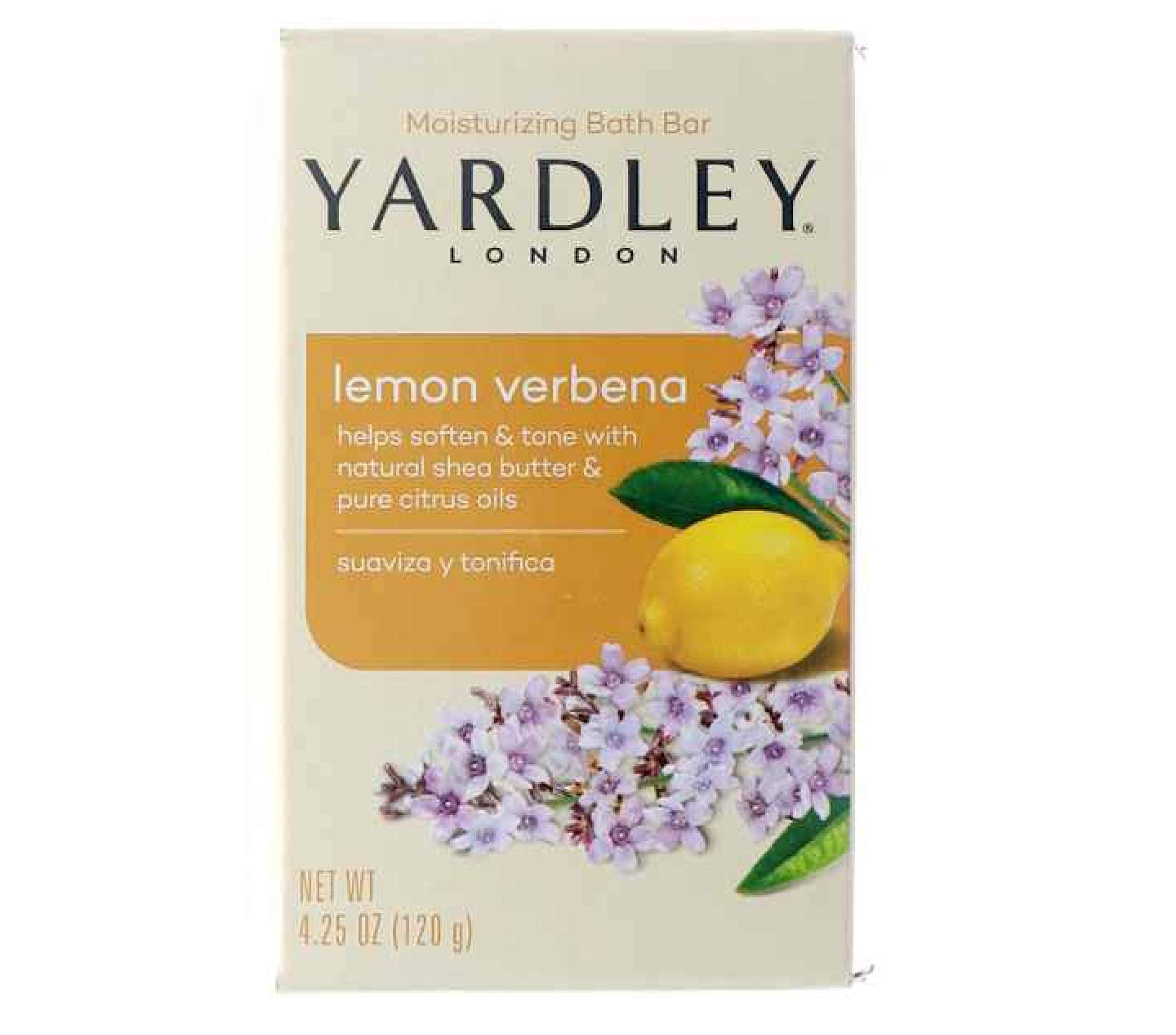 Yardley London Lemon Verbena & Shea Butter Bar Soap - Unisex Moisturizing Hand & Body Cleanser for Dry Skin - Perfect for Bath, Shower & Gift Giving (1 Piece)