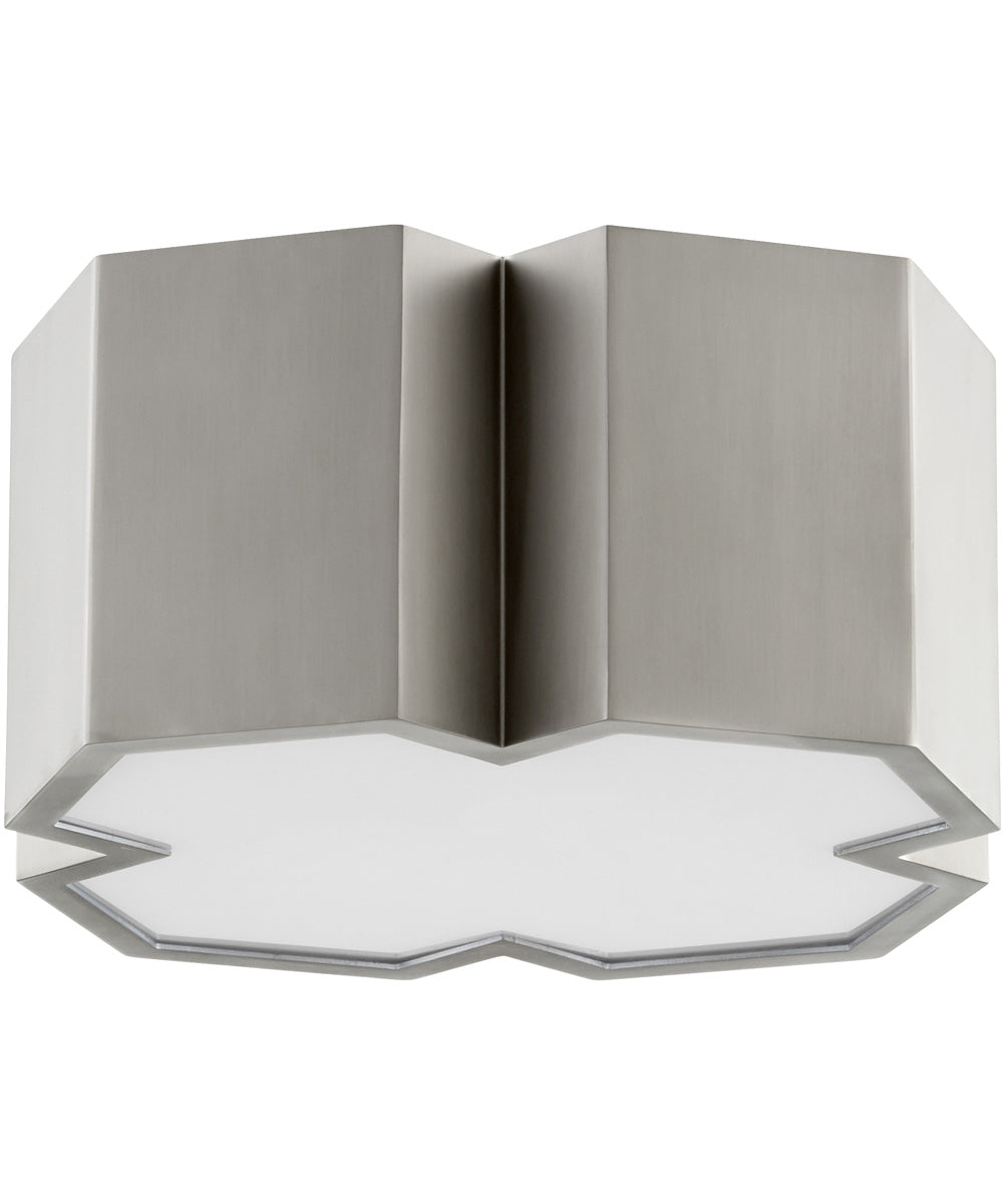 14W 2-Light Ceiling Flush Mount Light Fixture in Satin Nickel Finish - Perfect for Bedroom, Hallway, and Entryway Lighting