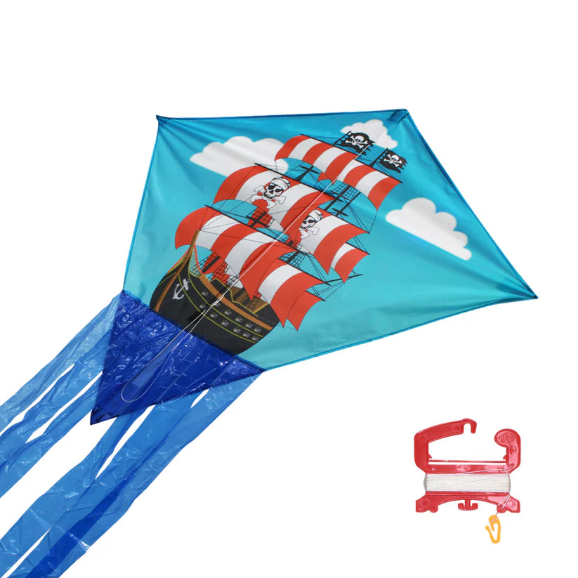 StratoKites Diamond Kite - Pirate Ship Design | Premium Outdoor Kite for Kids & Adults | Perfect for Beach, Park & Family Fun Days