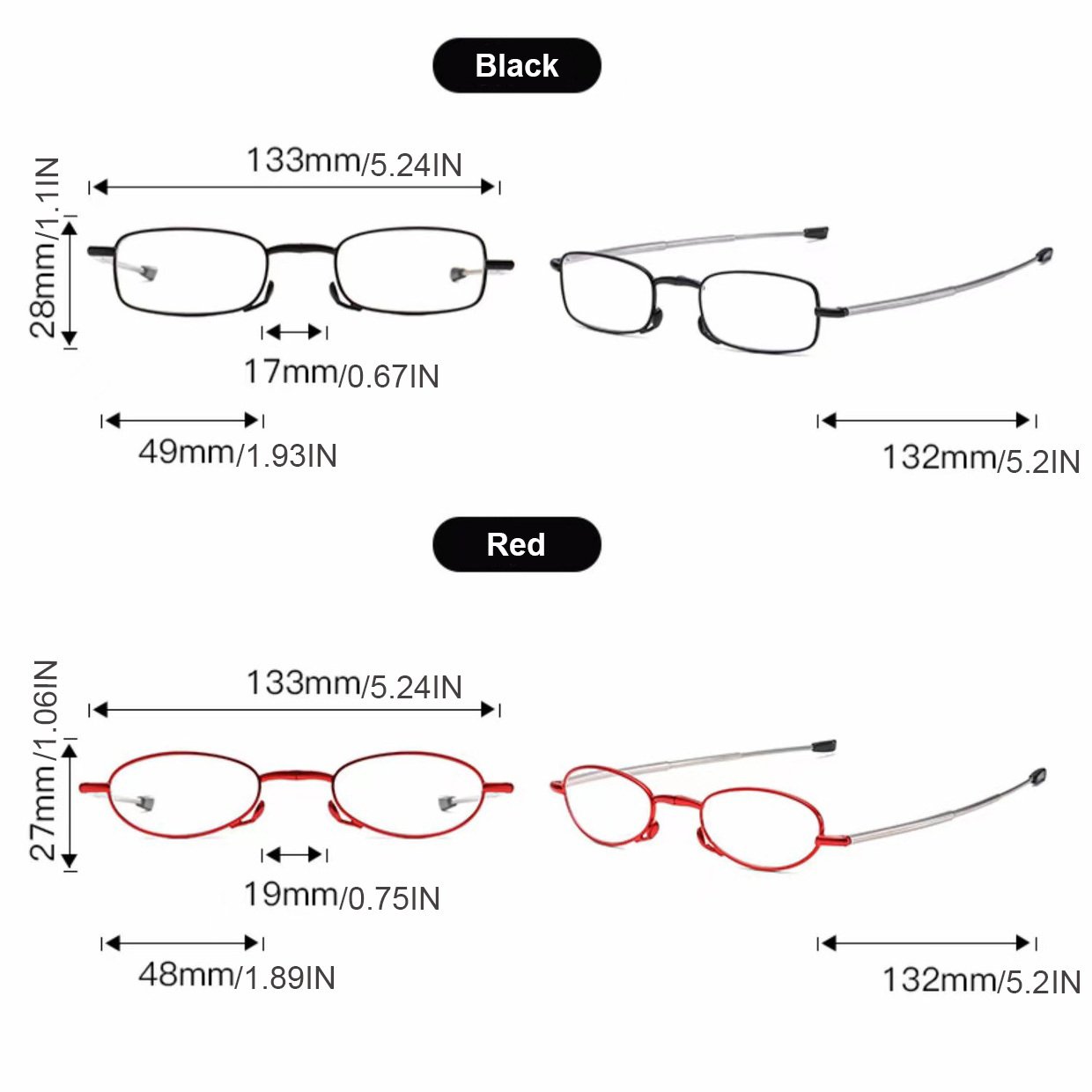 Mini Portable Folding Reading Glasses - Lightweight & Compact for Travel, Reading, and Outdoor Use