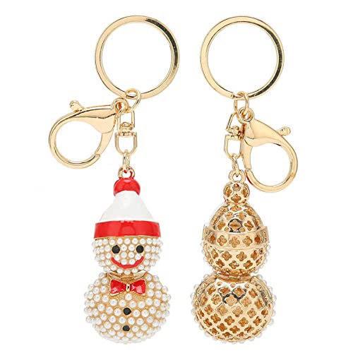 Pearl Snowman Keychain - Christmas Gift Jewelry for Bags & Keys