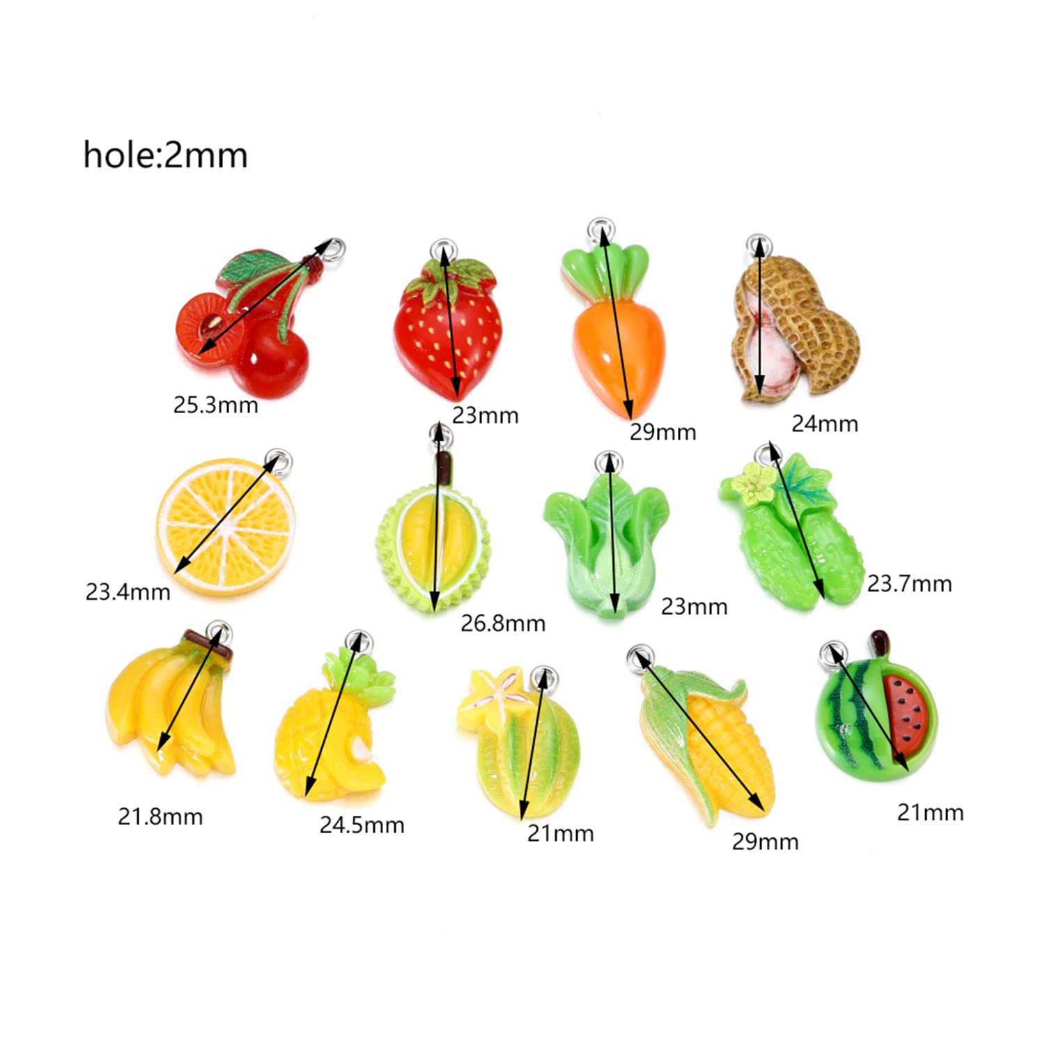 10Pcs Cute Candy Fruit Resin Charms - Cartoon Vegetable Pendants with Screw Eye for DIY Jewelry Making - Perfect for Bracelets, Necklaces, Earrings - Great for Crafting, Gifts & Kids Accessories