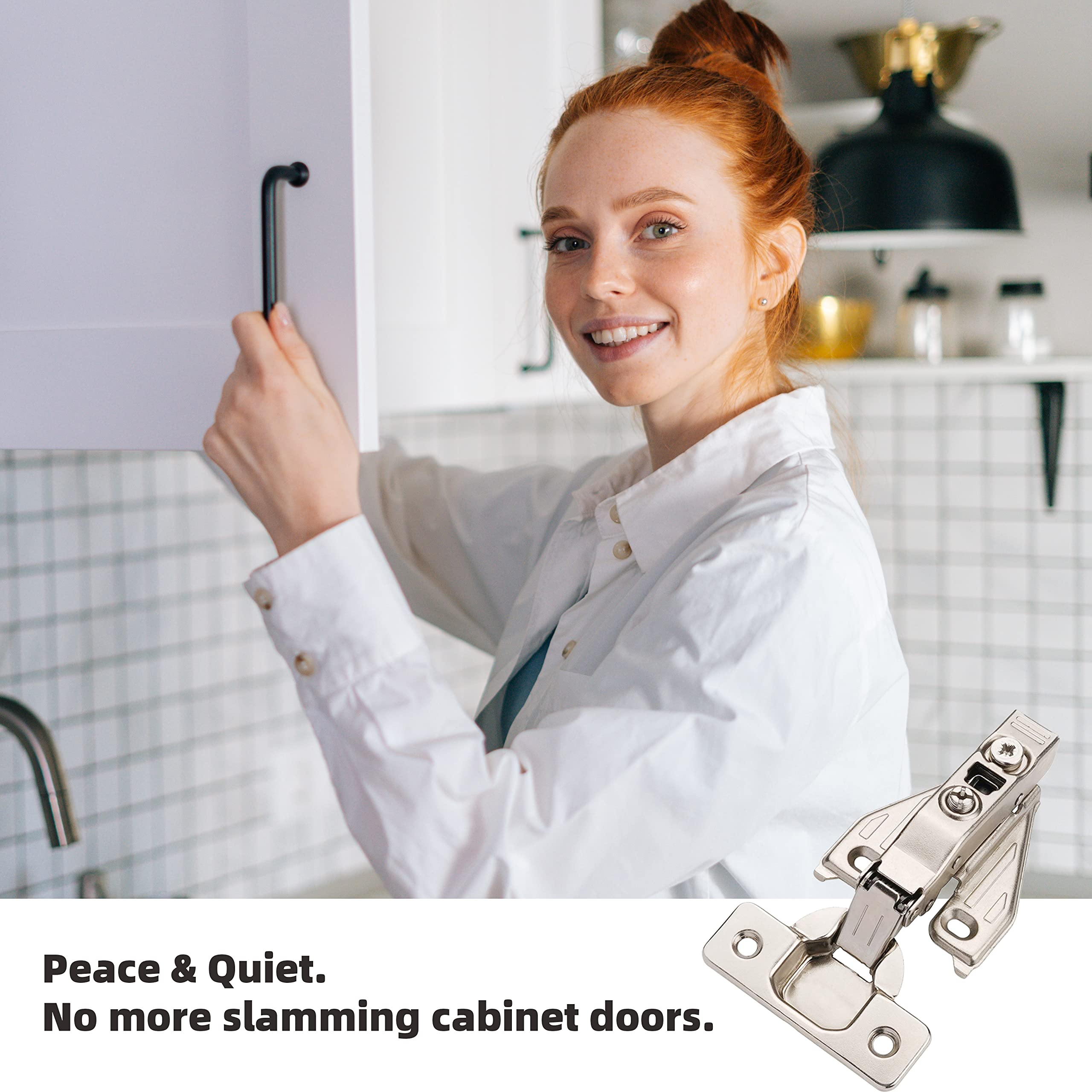2-Pack DecoBasics Full Overlay Soft Close Cabinet Hinges for Kitchen Cabinets - 105° Face Frame Concealed Door Hinge with 3-Way Adjustability & Clip-On Plate - Easy Installation (Perfect for Cabinet Upgrades & Home Renovation Projects)