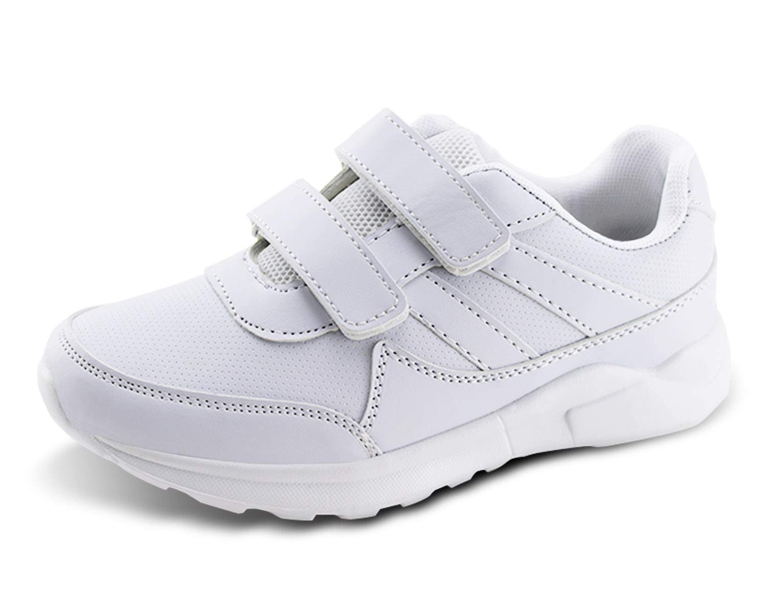 JABASIC Kids Black & White Hook and Loop School Uniform Sneakers - Comfortable Shoes for Boys & Girls - Perfect for School, Playground & Daily Wear