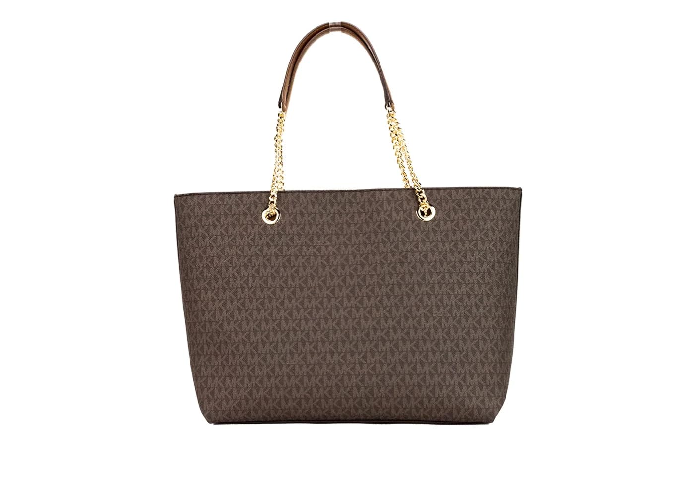 Michael Kors Jet Set Medium Front Pocket Chain Tote Bag - Brown Leather Crossbody Purse for Women | Work, Travel & Everyday Use