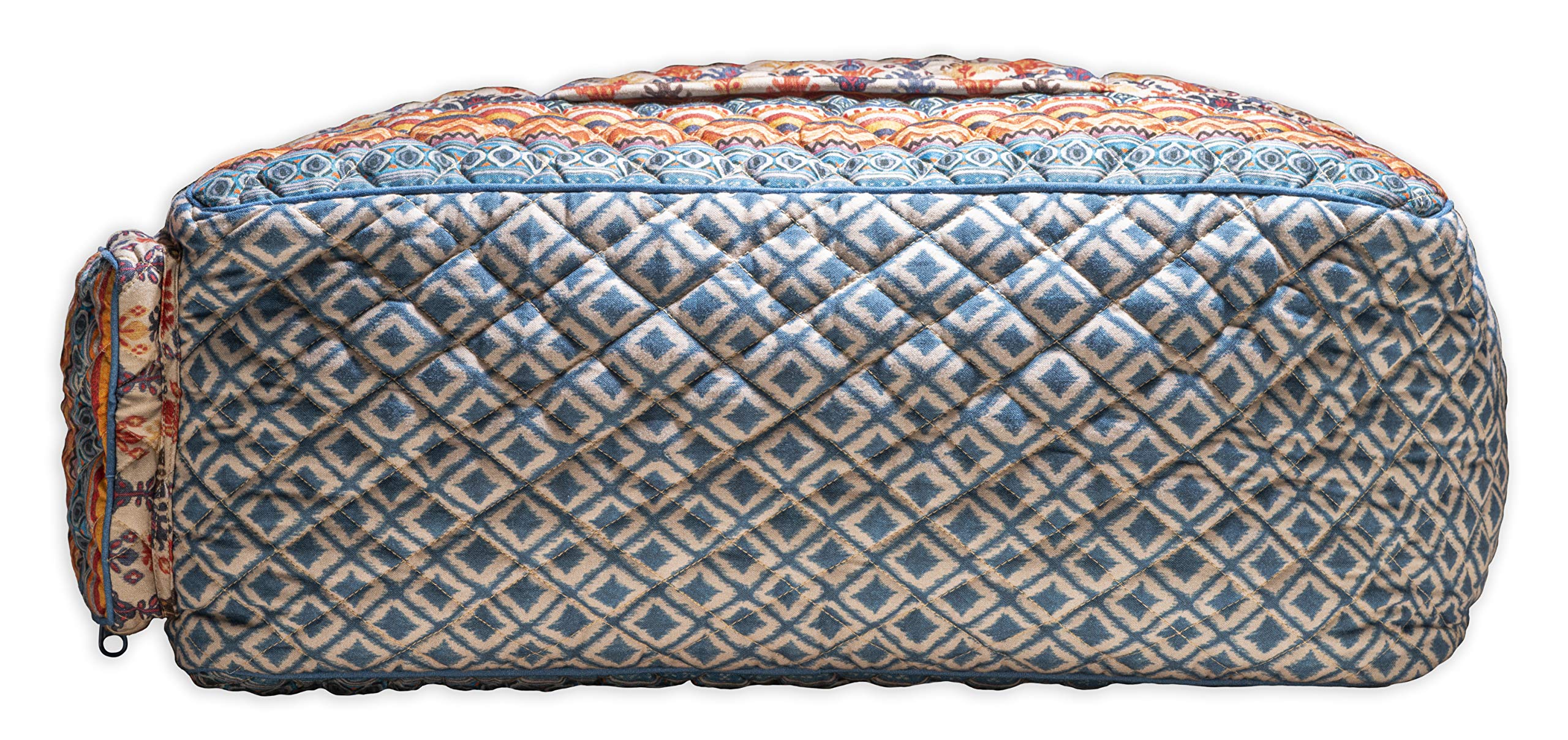 Maison d'Hermine Quilted Cotton Weekender Bag - Stylish Overnight Duffel for Travel, Gym & Business | Perfect Gift for Men & Women | Family Trip & Business Travel Essential | Ikat Pattern Design