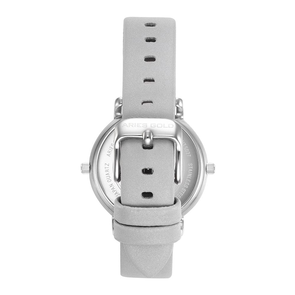 ARIES GOLD Wanderer Silver Stainless Steel Women's Watch with Grey Leather Strap - Stylish Analog Timepiece for Everyday Wear, Office & Casual Outings