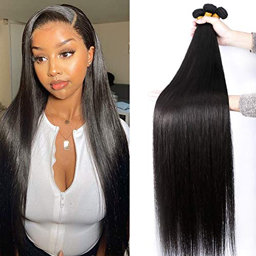 10A Grade 100% Virgin Brazilian Straight Human Hair Bundles - 3 Bundles (18 20 22 Inch) Unprocessed Remy Weave Hair for Smooth & Natural Look - Perfect for Sew-in, Clip-in Extensions & Styling