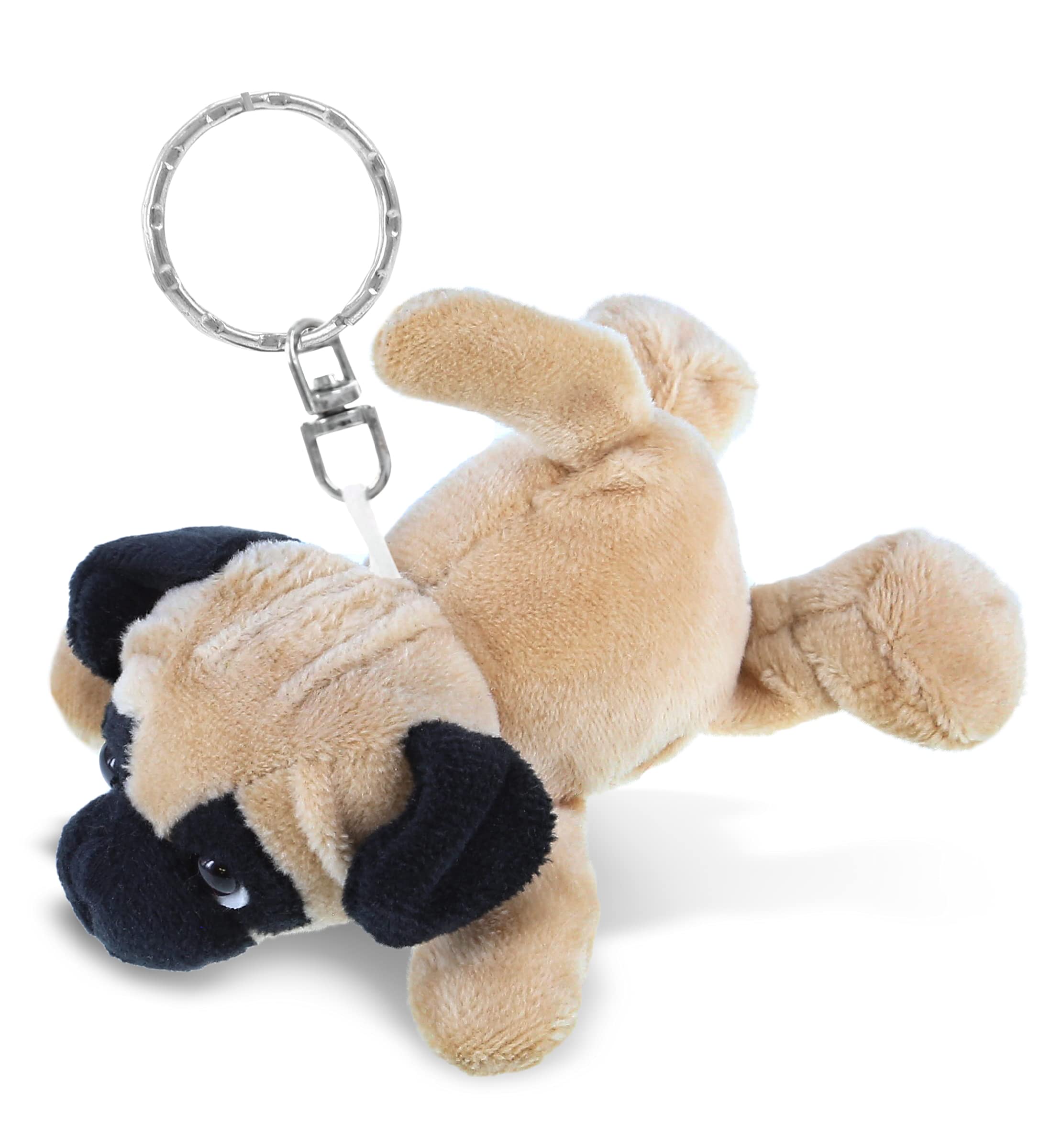 DolliBu Soft Brown Pug Dog Plush Keychain - 4.25 Inch Cute Stuffed Animal Toy & Decorative Keyring Accessory | Perfect for Backpacks, Gifts, Pet Lovers & Kawaii Decor