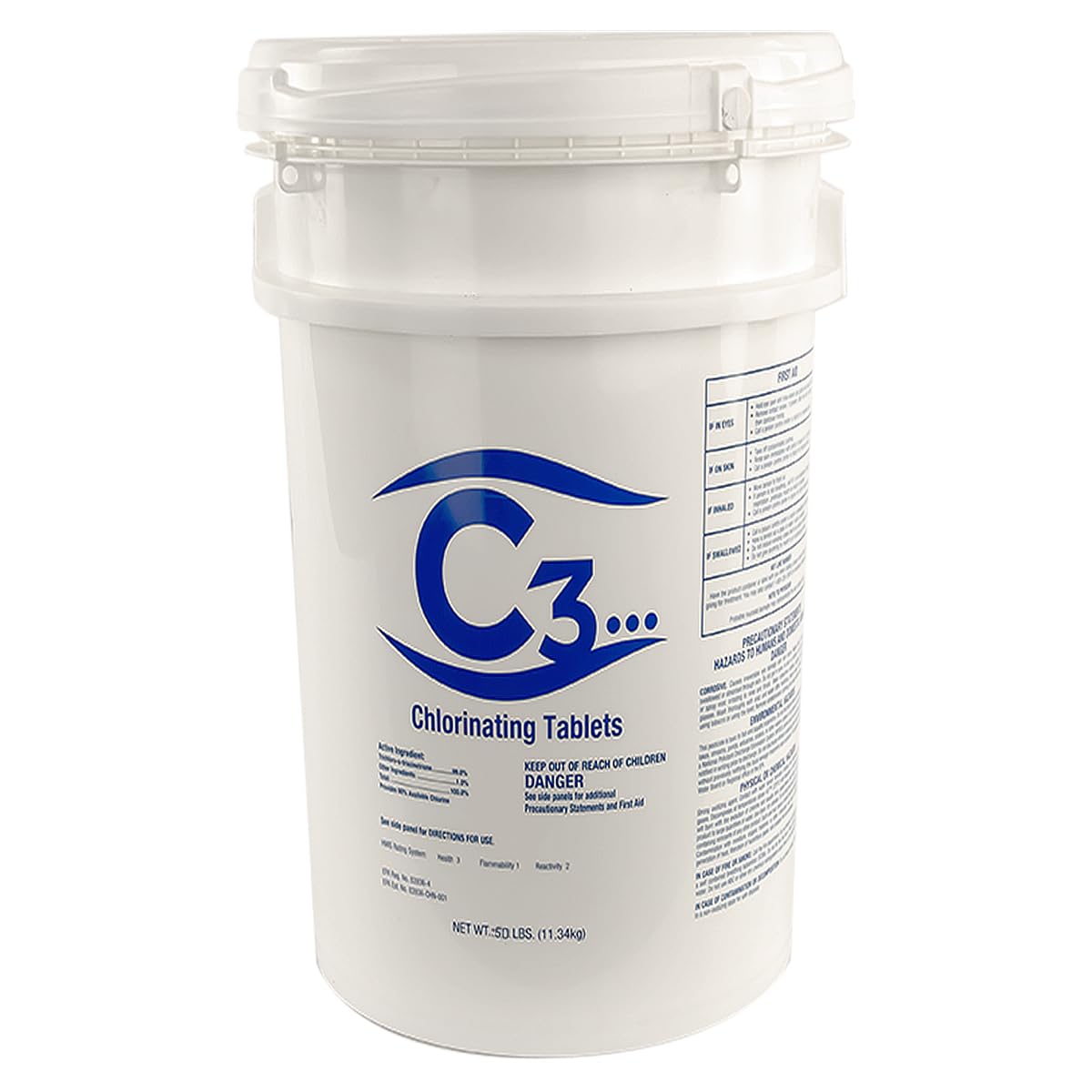 50 lbs. 3-Inch Stabilized Chlorine Tablets for Swimming Pools – Slow Dissolving Chlorinating Tabs for Above Ground & Inground Pools | Easy to Use Pool Maintenance | Perfect for Weekly Chlorine Treatment & Crystal Clear Water | 50 Pound Bucket