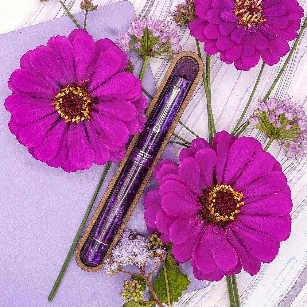 Leonardo × @nibsandflourishes Fioritura Viola Fountain Pen with Rhodium Trim - Elegant Writing Instrument for Calligraphy, Journaling & Gift Giving