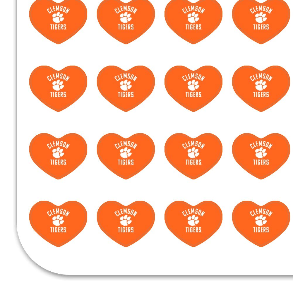 Clemson University Tigers Logo Heart Shaped Planner Stickers - Perfect for Scrapbooking, Bullet Journals, DIY Crafts & School Supplies - Great for Students, Fans & Craft Lovers