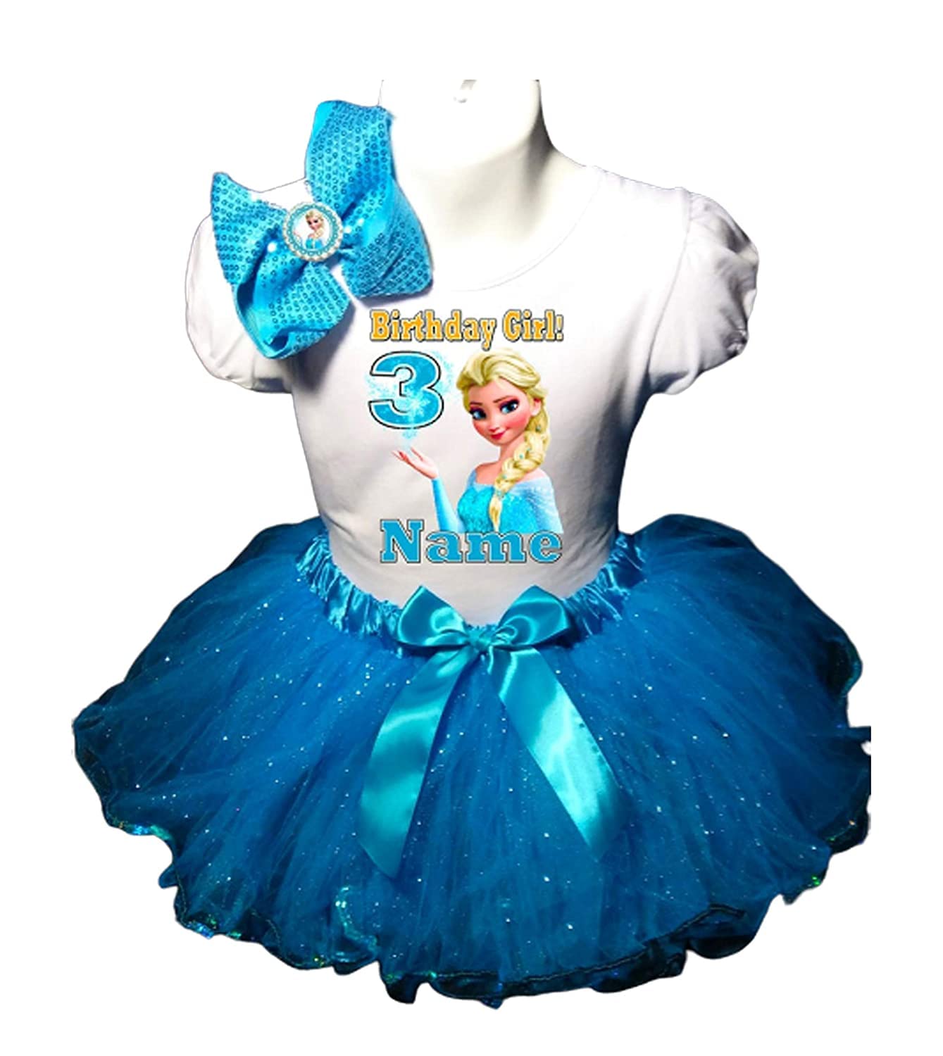 Elsa Birthday Dress & Tutu Outfit for Girls - Personalized Frozen Themed 3rd Birthday Party Costume - Fast Shipping | Perfect for Disney Princess Dress Up, Birthday Photos & Themed Celebrations