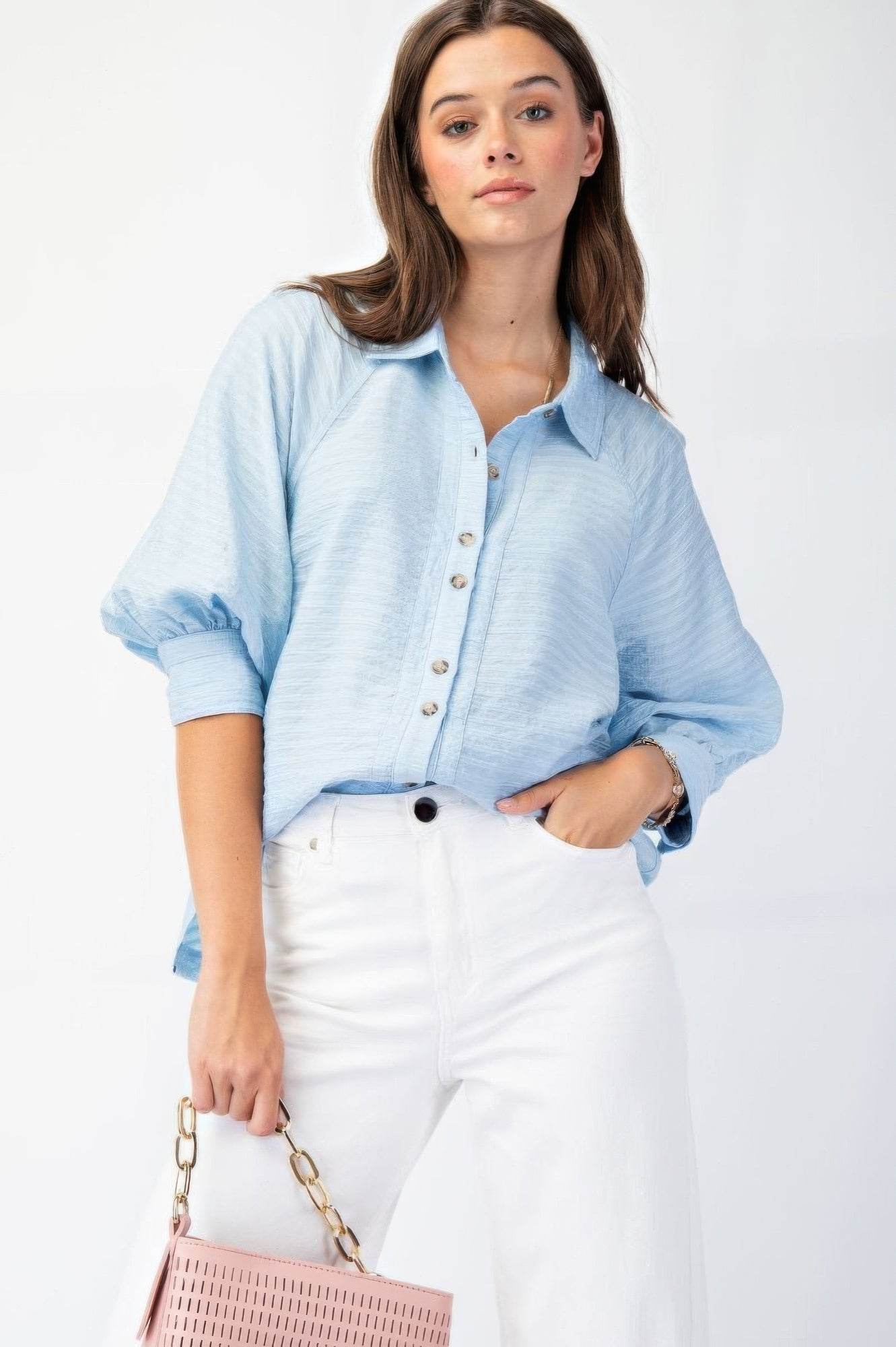Textured Woven Button Down Shirt for Men & Women - Casual & Office Wear - Perfect for Business, Dates & Everyday Outfits