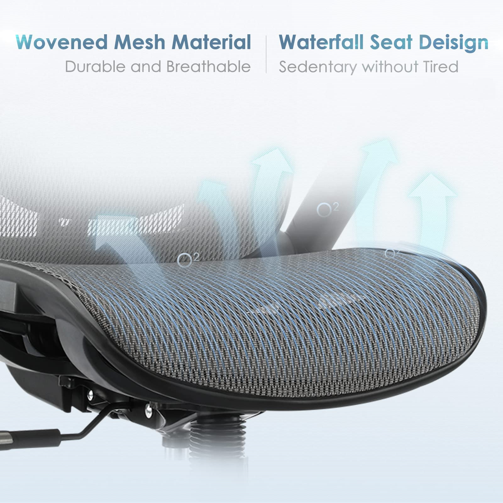 Ergonomic Mesh Office Chair with High Back, Headrest & 4D Flip-Up Armrests - Adjustable Tilt Lock & Lumbar Support - Grey - Perfect for Home Office, Gaming & Computer Workstations