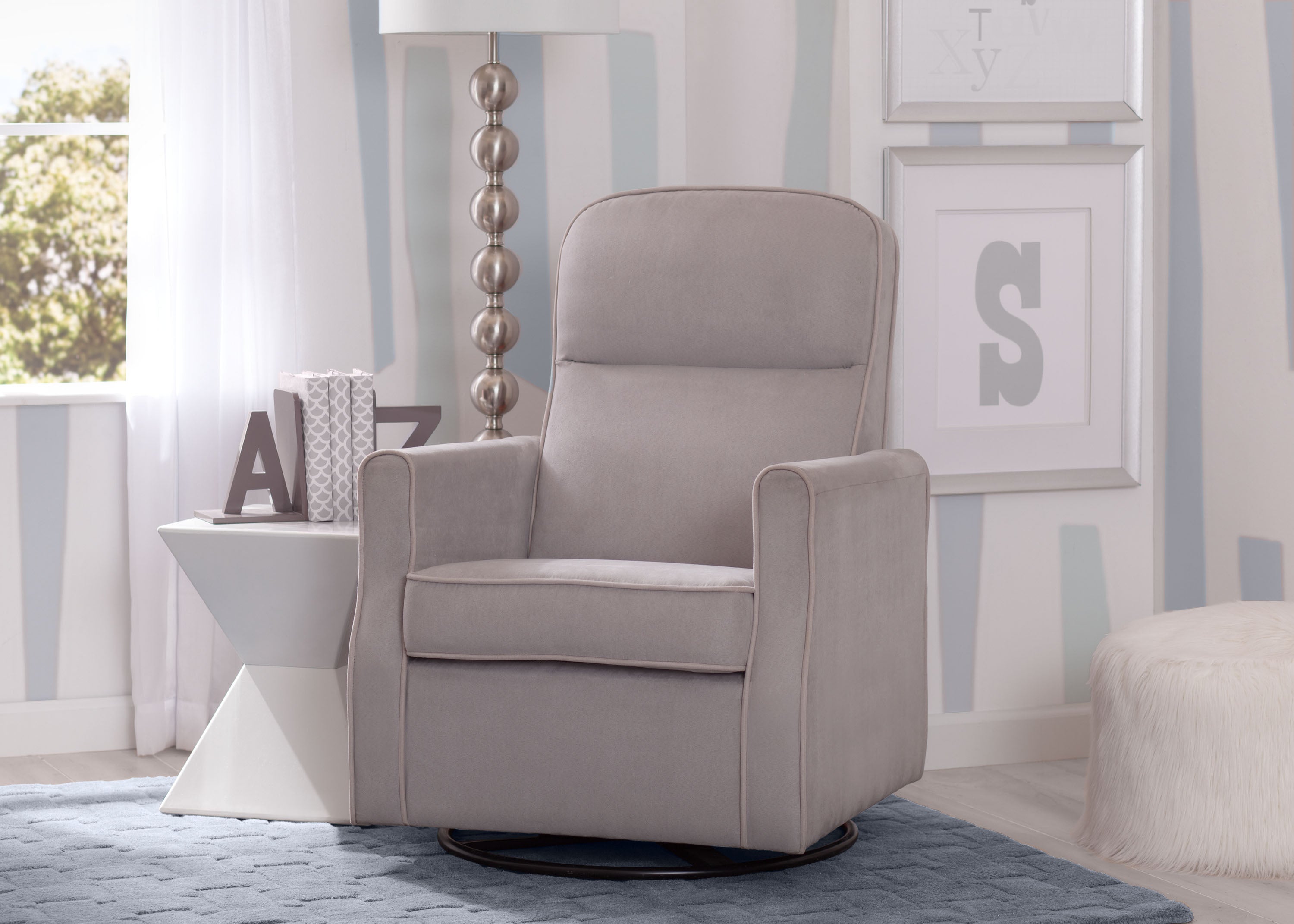 Clair Slim Nursery Glider Swivel Rocker Chair - Comfortable Baby Rocking Chair for Nursing, Feeding & Relaxing - Perfect for Nurseries, Bedrooms & Living Rooms
