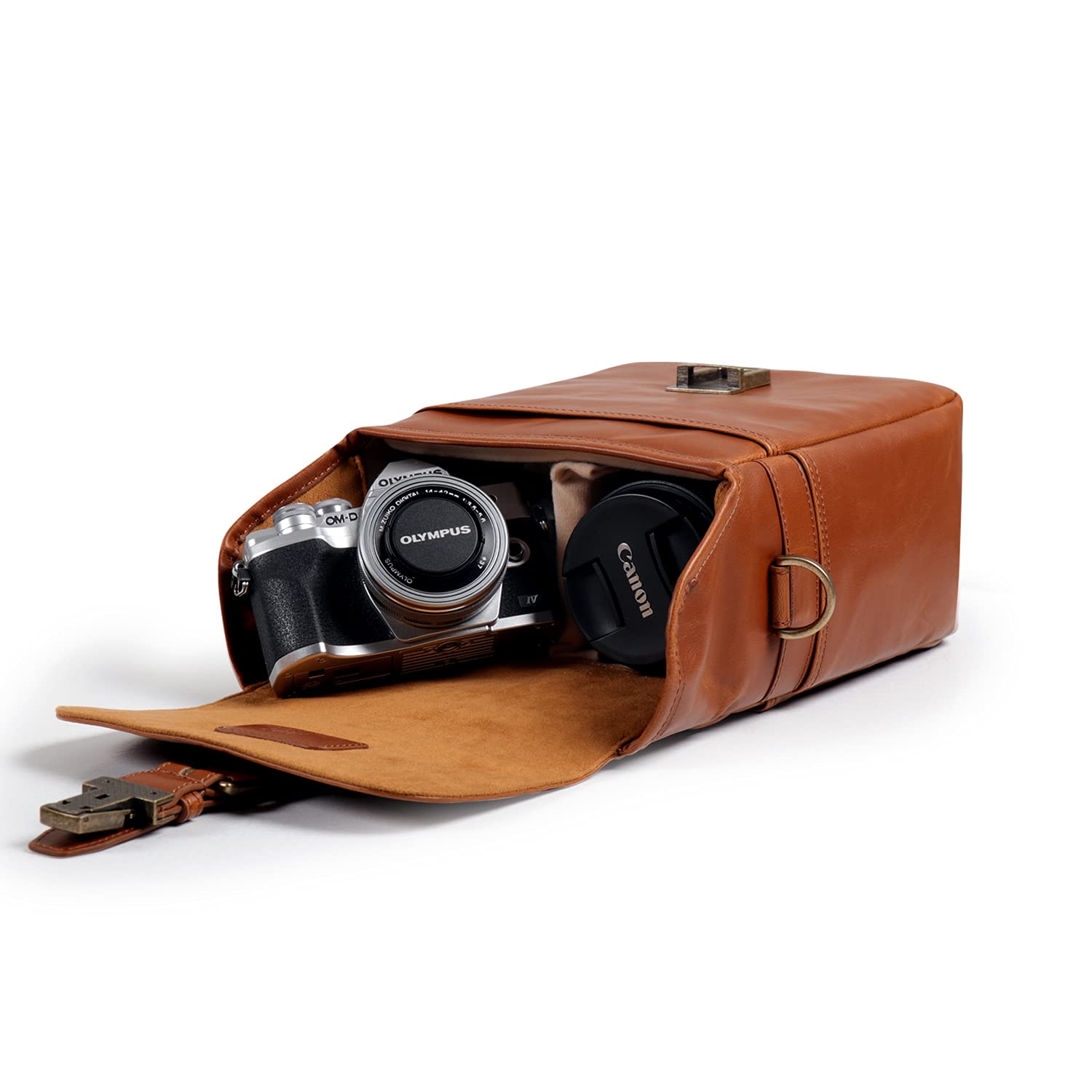Premium MegaGear Genuine Leather Camera Messenger Bag - Durable & Stylish Crossbody Bag for DSLR, Mirrorless Cameras - Perfect for Travel, Photography & Everyday Use