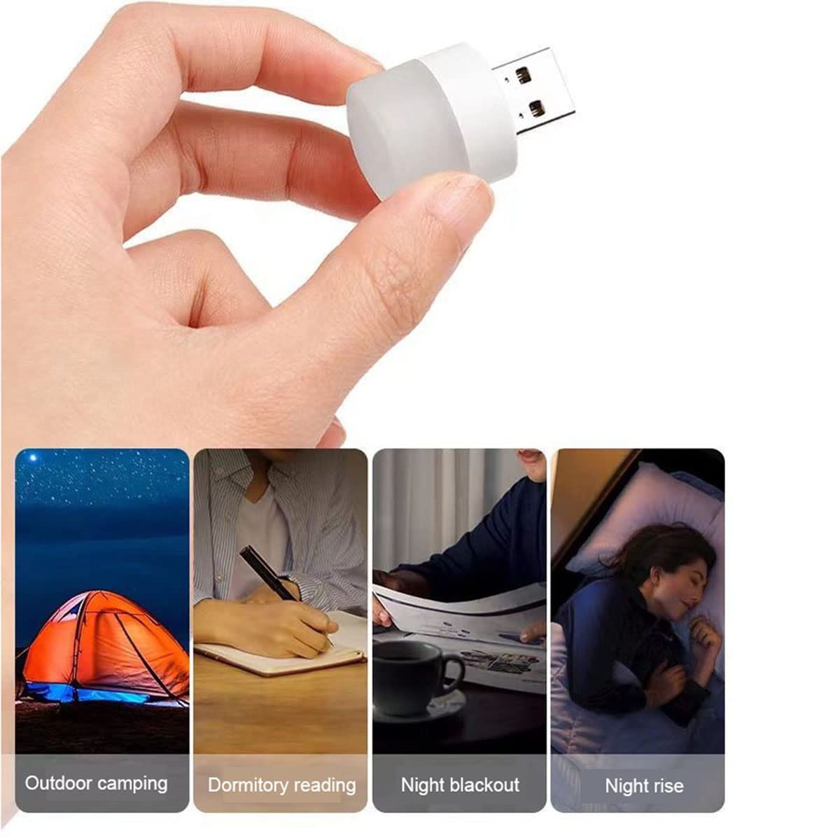 10 Pack USB LED Night Lights - Warm White for Bedroom, Bathroom & Nursery