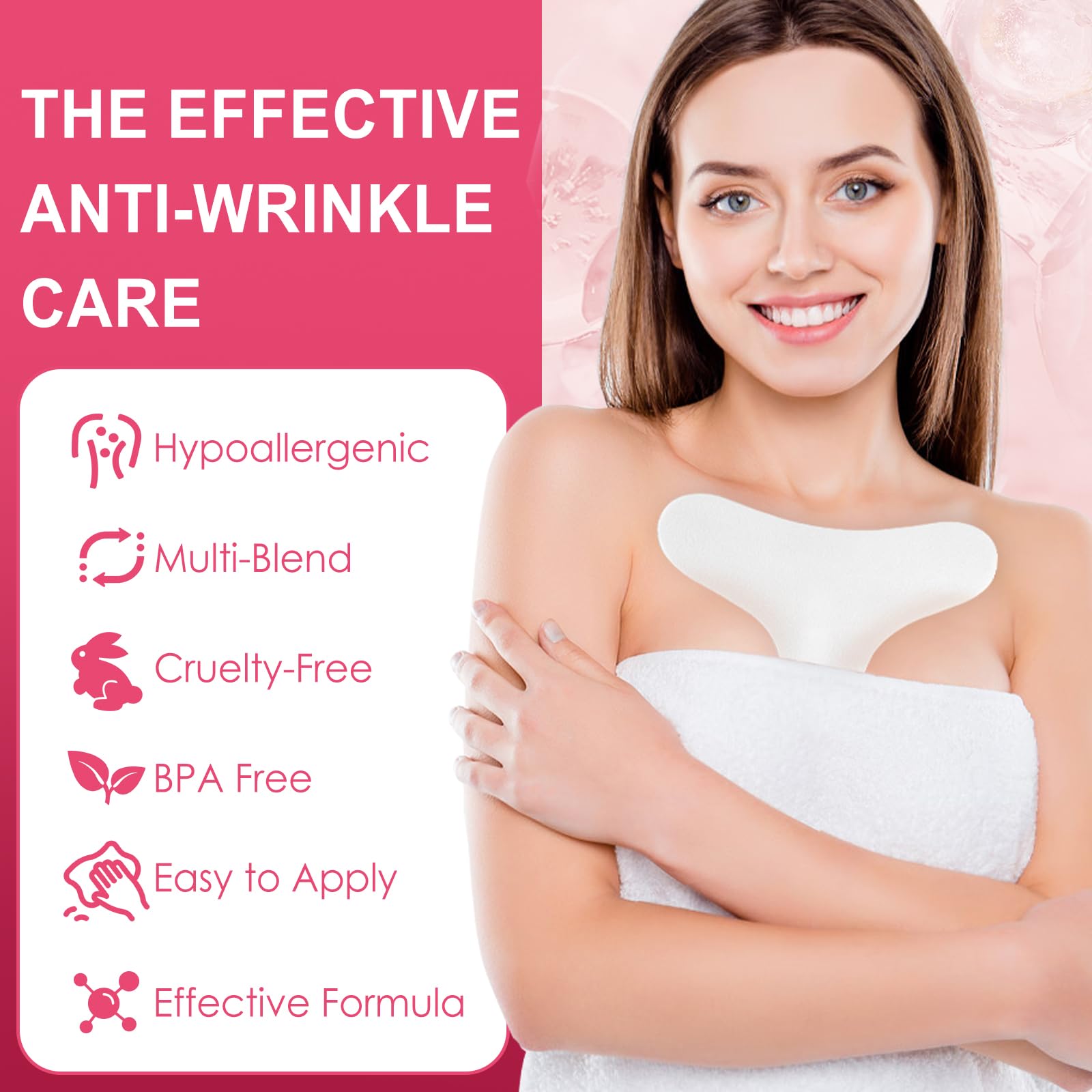 TEWAOO 8PCS Anti-Wrinkle Gel Chest Patches - Collagen Hydrogel Wrinkle Pads for Smooth & Soft Skin | Hypoallergenic, Moisturizing Treatment | Perfect for Nighttime Use, Post-Workout Care & Daily Skin Rejuvenation