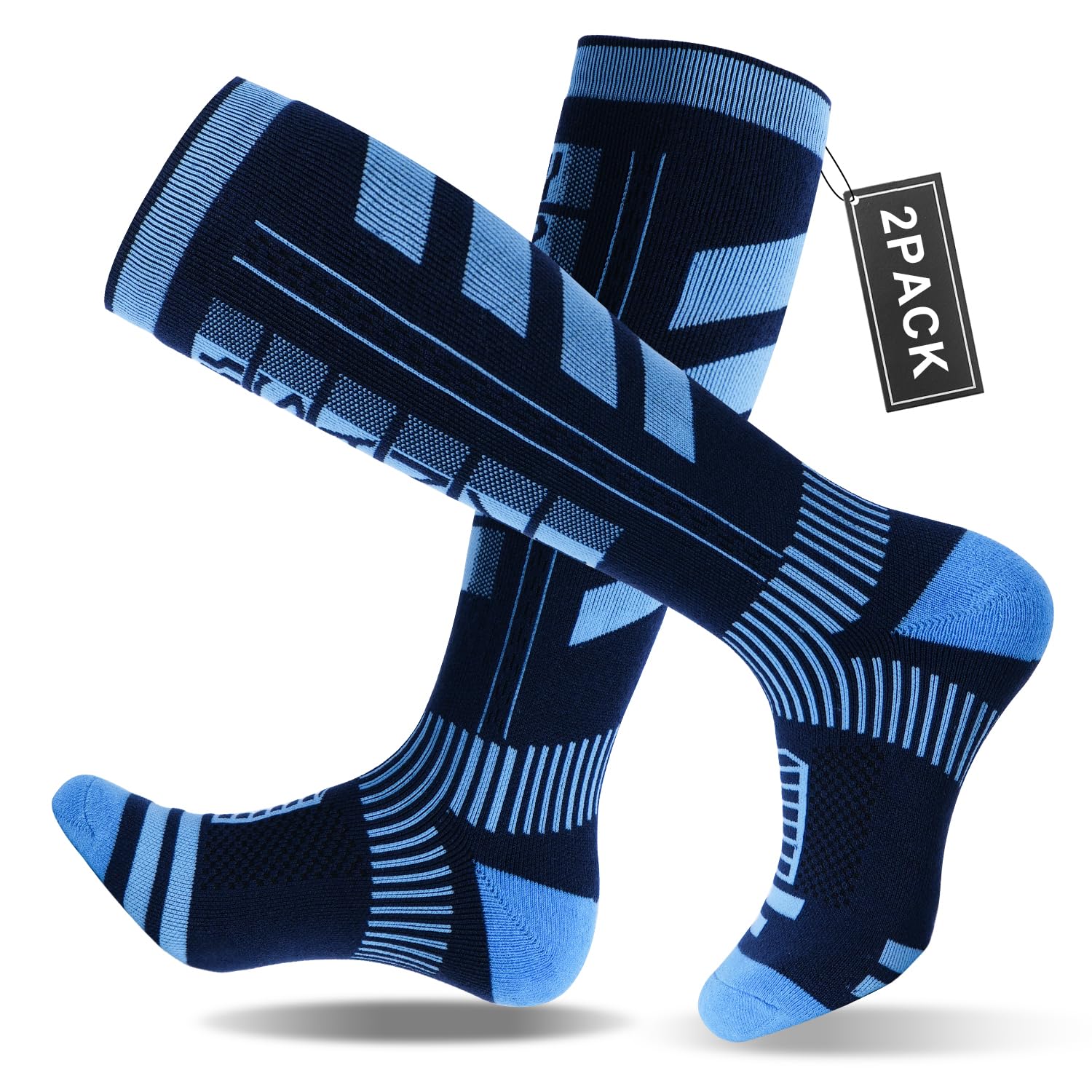 Premium 2-Pair Merino Wool Ski Socks for Men & Women - Warm Winter Sports Socks for Skiing, Skating, Hiking, Climbing & Snowboarding - Perfect for Cold Weather Outdoor Activities & Mountain Adventures