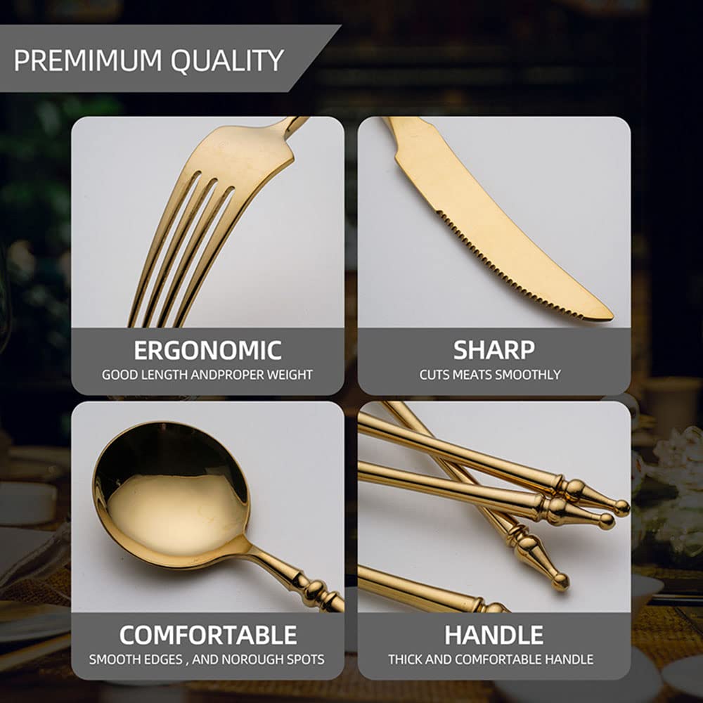 48-Piece Stainless Steel Silverware Set for 8 - Includes Dinner Forks, Spoons & Steak Knives - Food-Grade Flatware for Home, Office, Restaurant & Hotel - Dishwasher Safe - Perfect for Dining, Entertaining & Catering Events