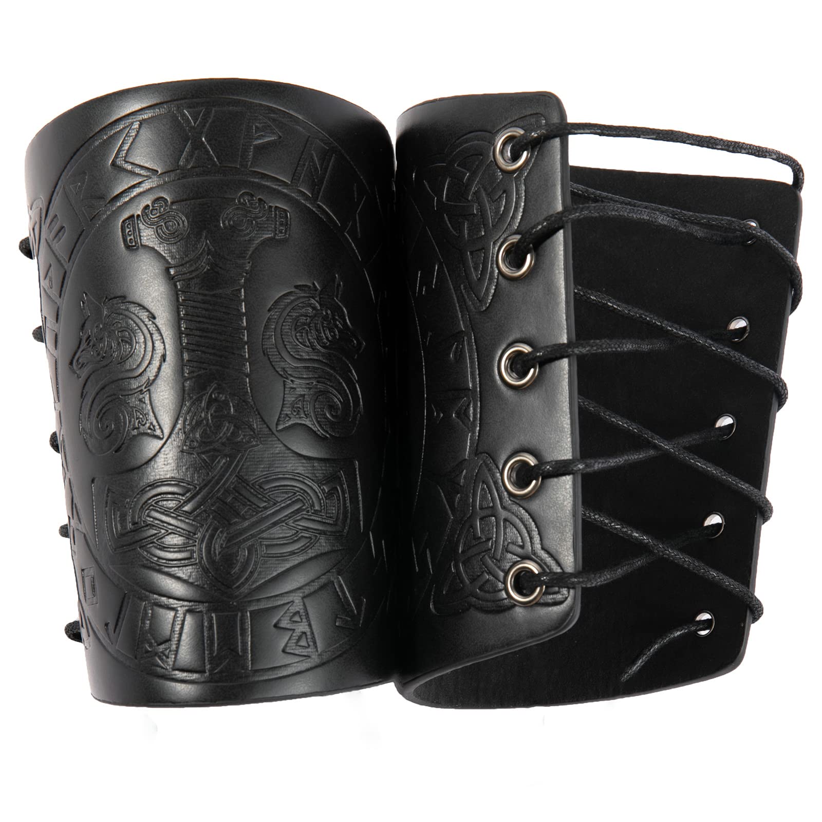 JAOYU Men's Leather Bracers - Medieval Arm Armor Cuff Gauntlet Wristband for Viking Cosplay, LARP & Renaissance Fairs | Unisex Design for Men & Women | Perfect for Costume Parties, Theater Performances & Historical Reenactments
