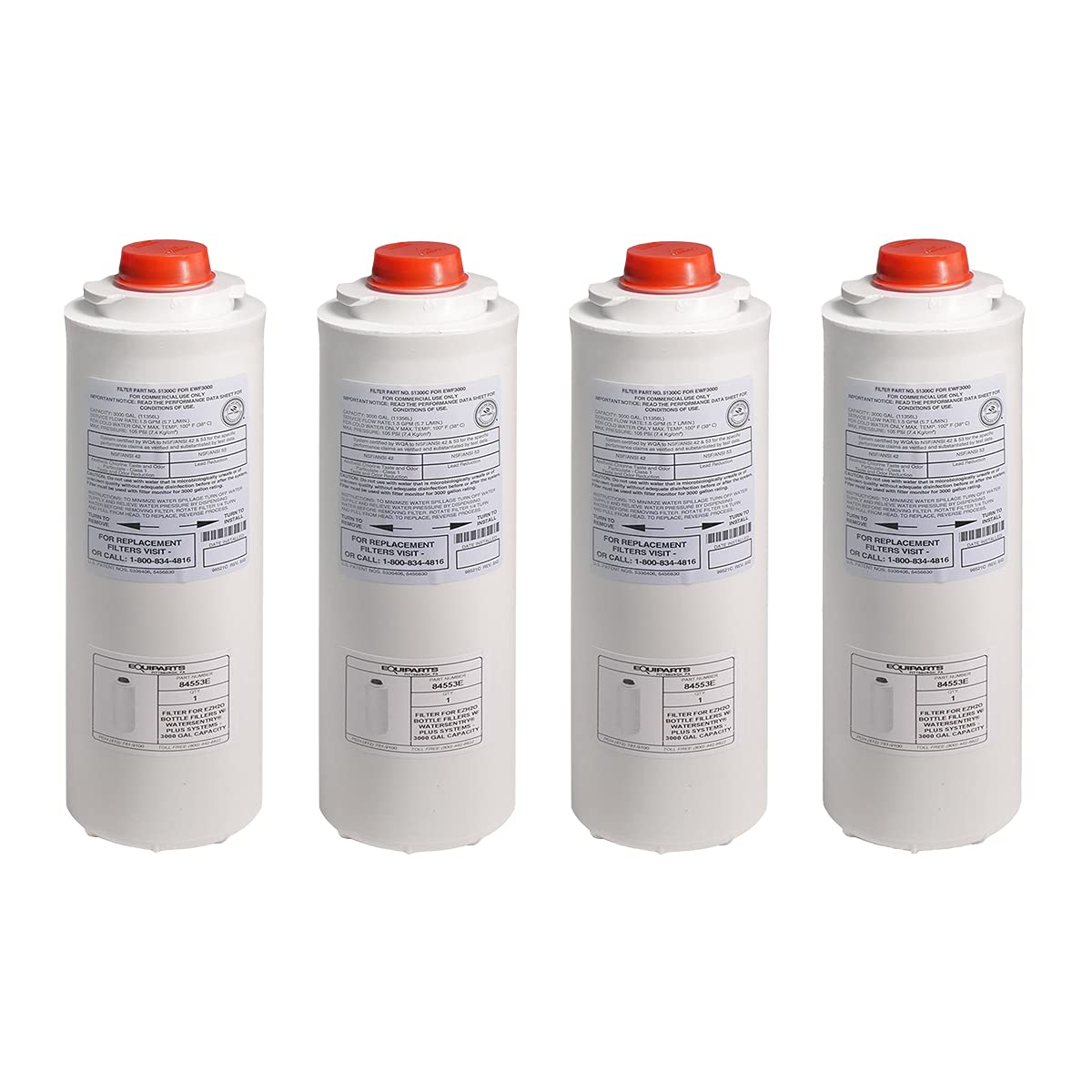 Elkay 51300C Replacement WaterSentry Plus Bottle Filters 4-Pack - NSF Certified Lead & Cyst Reduction - Perfect for Home, Office & School Water Dispensers
