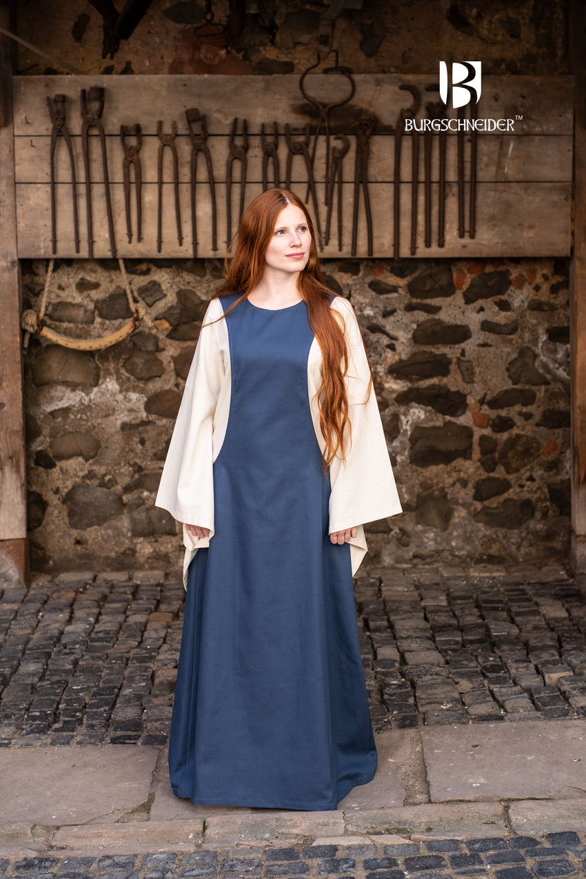 Isabella Blue Surcoat - Medieval Renaissance Costume Dress for Women | Perfect for LARP, Cosplay, and Historical Reenactments