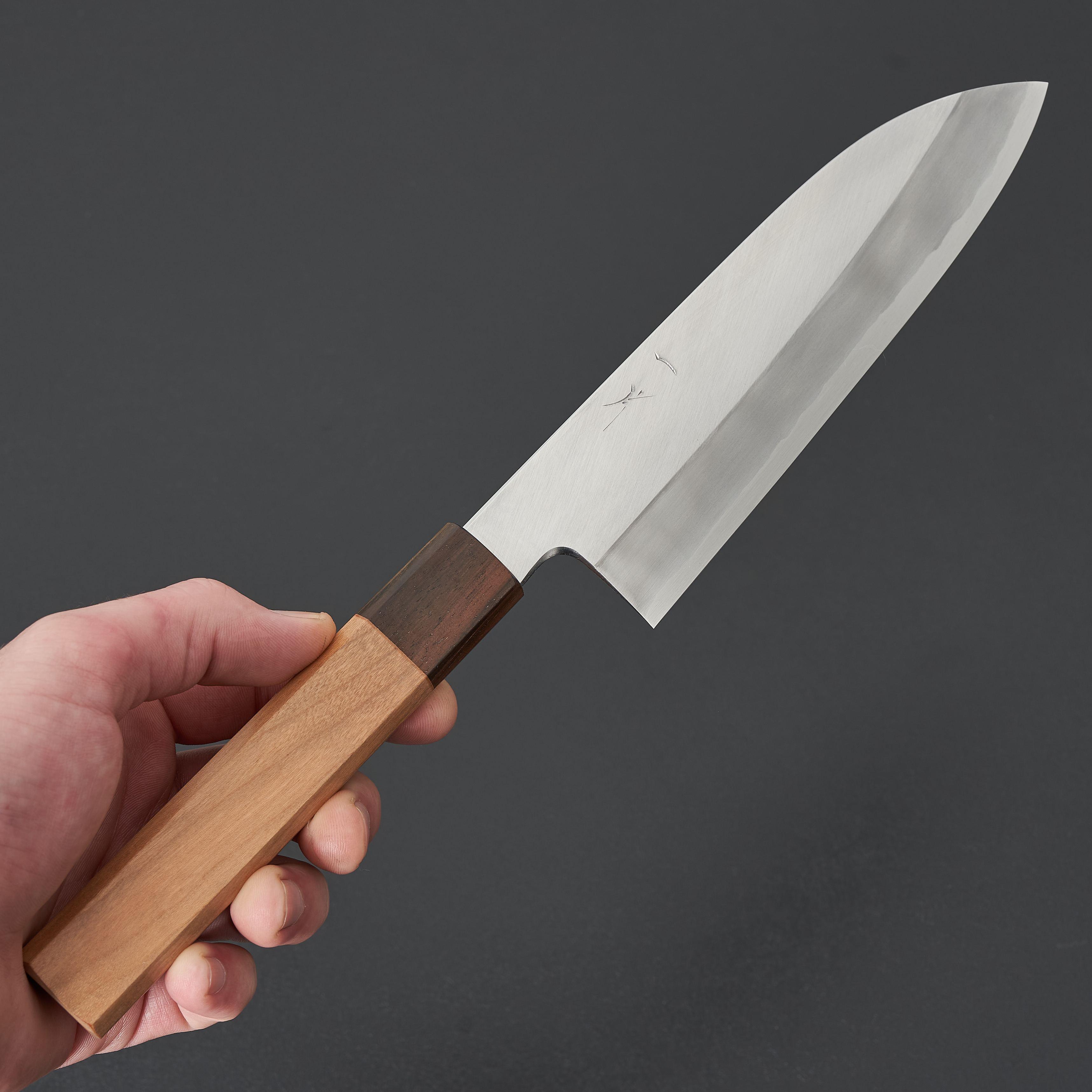 Hitohira Kikuchiyo Kyuzo White #2 Migaki Santoku Knife 180mm - Japanese Chef Knife with Cherry Wood Handle - Perfect for Slicing, Dicing & Chopping Vegetables, Meat & Fish