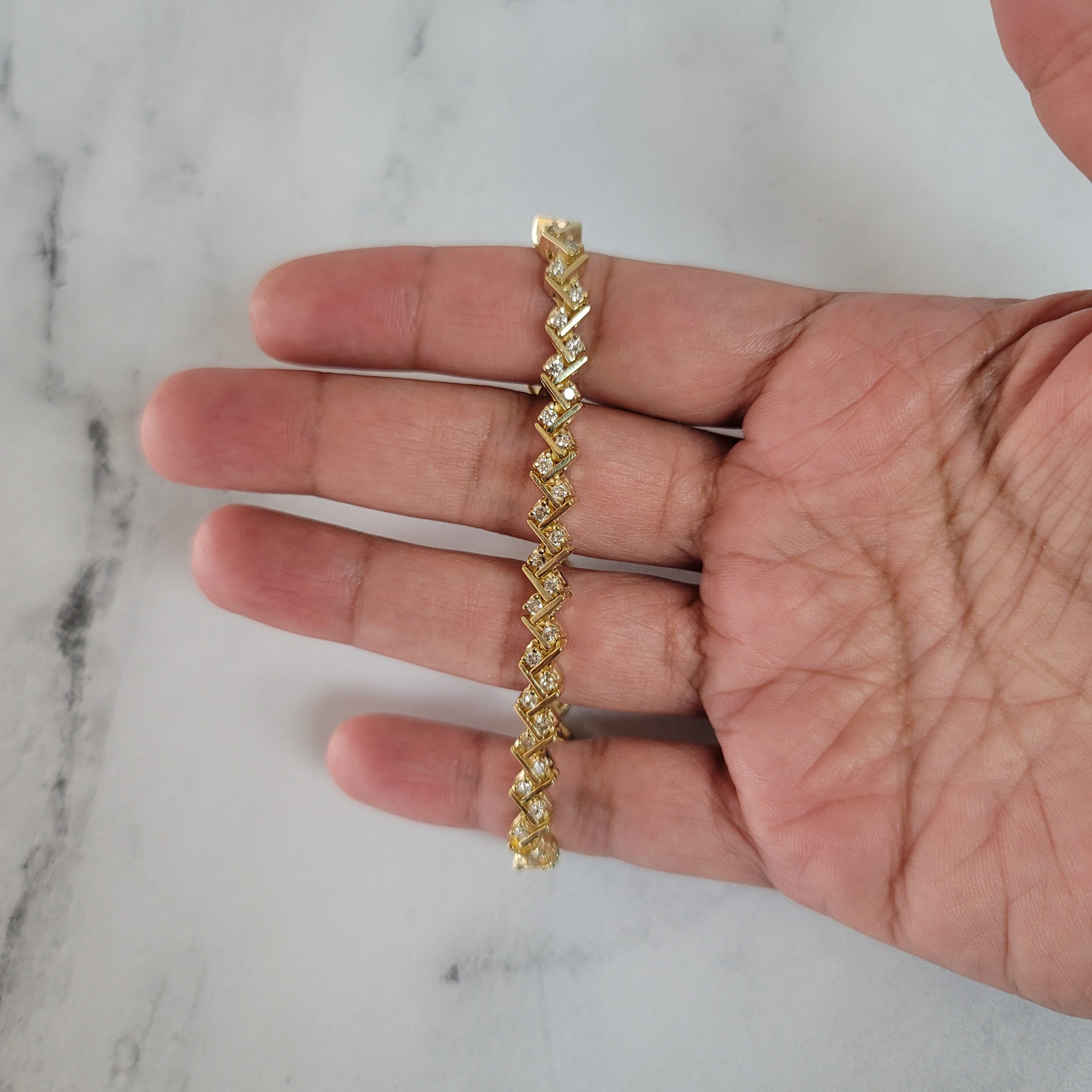 Elegant Two by Two Diagonal Diamond Tennis Bracelet for Women - Perfect for Weddings, Parties & Special Occasions