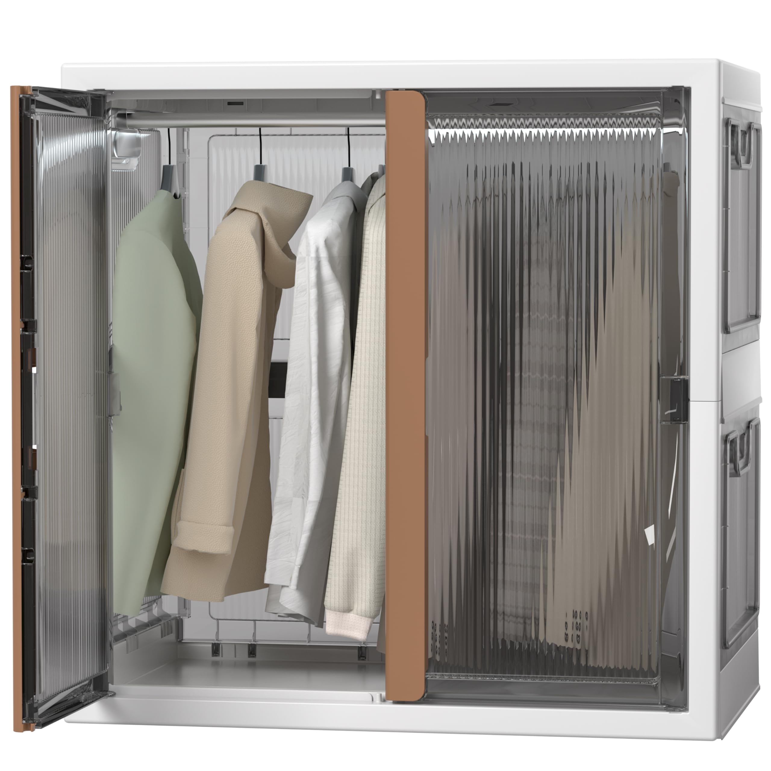 HAIXIN 79.3 Gal Portable Wardrobe Closet with Doors - Stackable Plastic Storage Cabinet for Bedroom, Easy Assembly Clothes Hanging Organizer | Perfect for Small Spaces, Dorm Rooms & Apartment Storage (1 Pack)