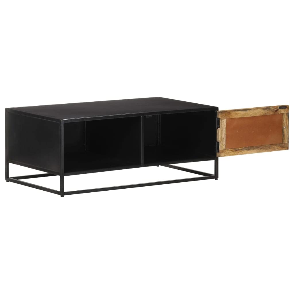 Rustic Square Coffee Table with Storage - Solid Mango Wood Living Room Center Table, Bedroom Side Table for Study & Lounge - Handcrafted Wooden Coffee Table for Home Decor