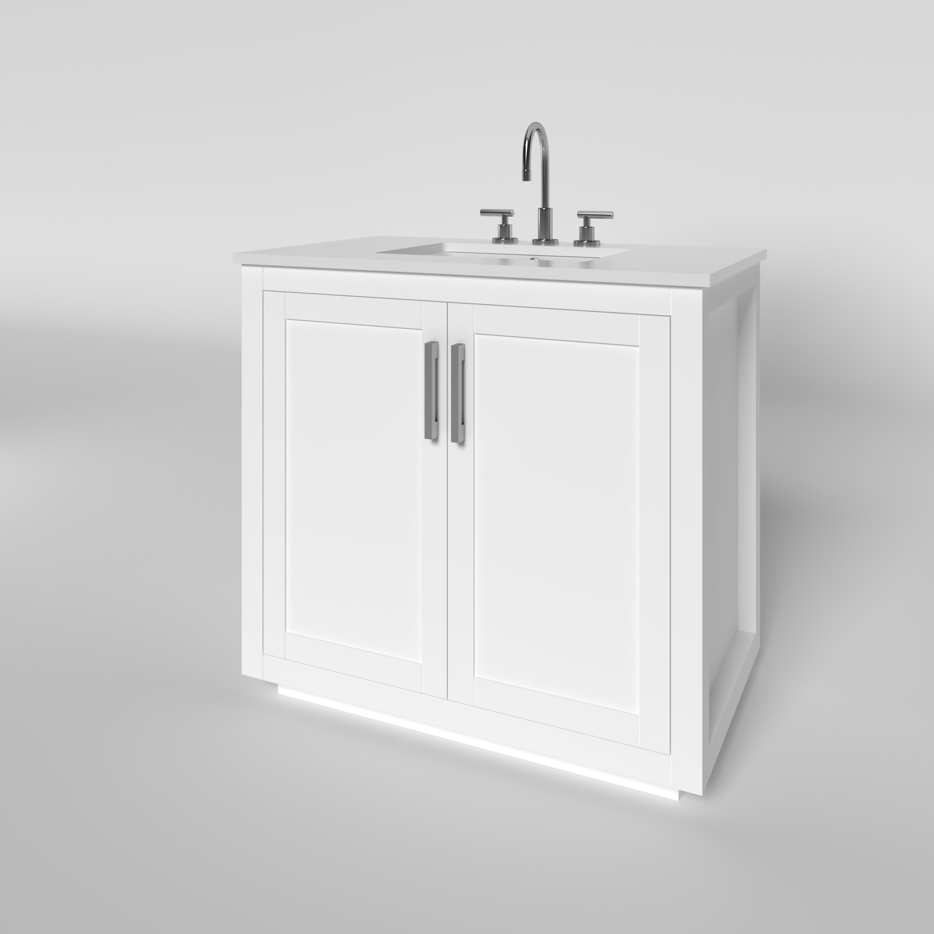 35.5 Inch White Bathroom Vanity Cabinet - Nearmé Miami Modern Single Sink Storage for Small Bathrooms | Perfect for Apartments, Guest Baths & Powder Rooms