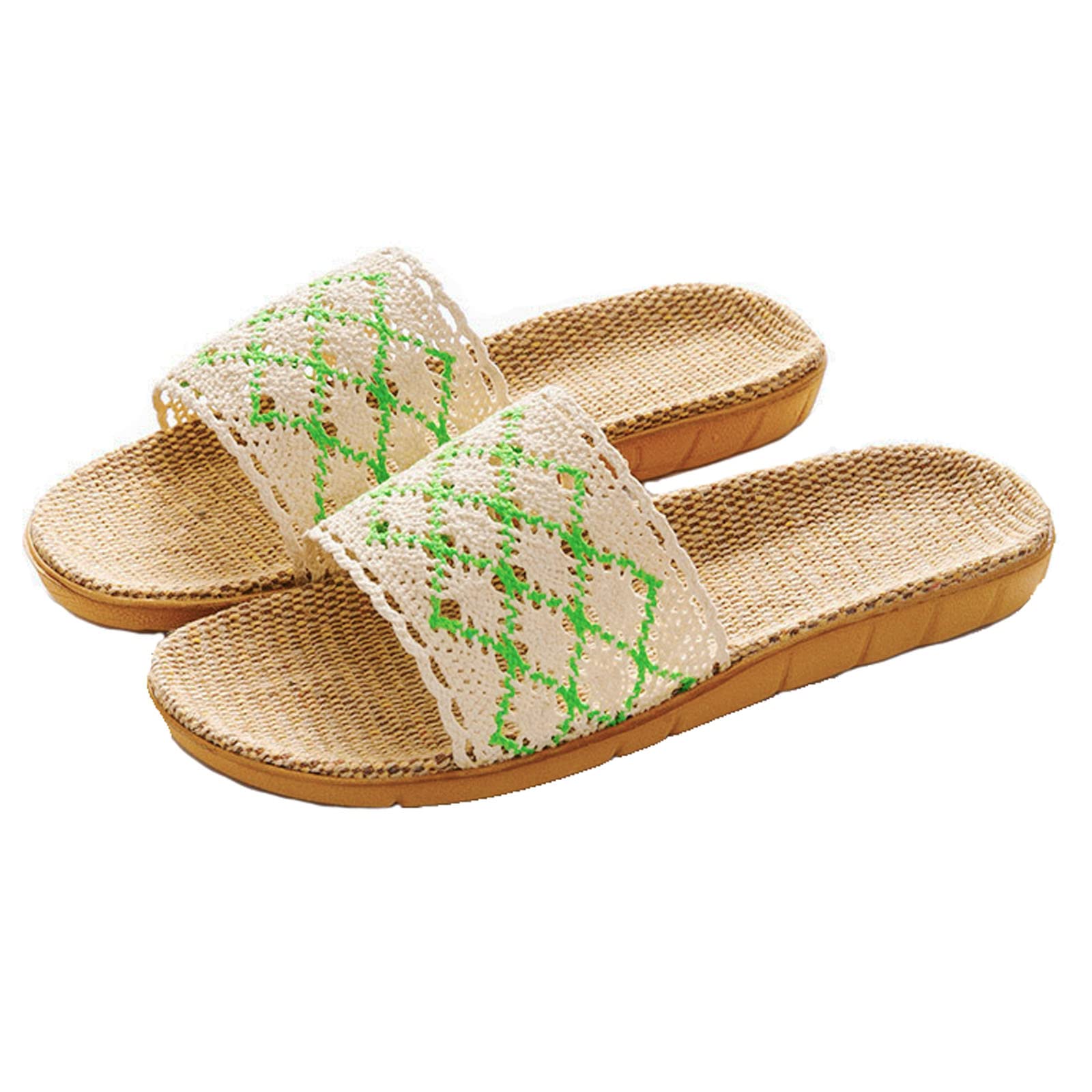 Anddyam Unisex Open-Toe Breathable Flax House Slippers for Men & Women - Comfortable Indoor/Outdoor Home Slides for Relaxation, Spa, and Backyard Use