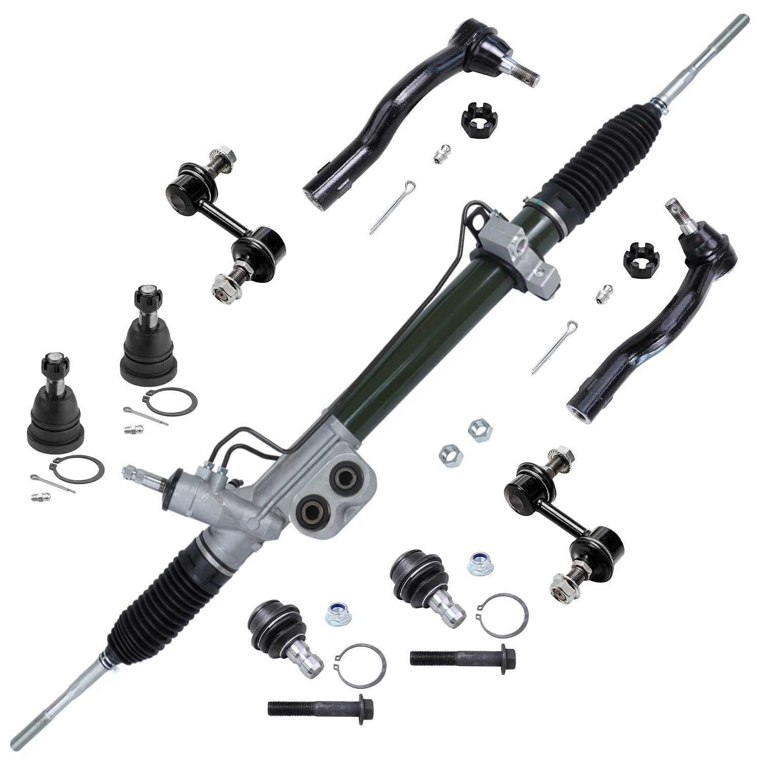 Detroit Axle - 9pc Front Rack and Pinion Kit for Nissan Titan, Pathfinder, Armada & Infiniti QX56 | Power Steering Rack Assembly, Outer Tie Rod Ends, Ball Joints & Sway Bars | Replacement Parts for Smooth Steering & Off-Road Performance