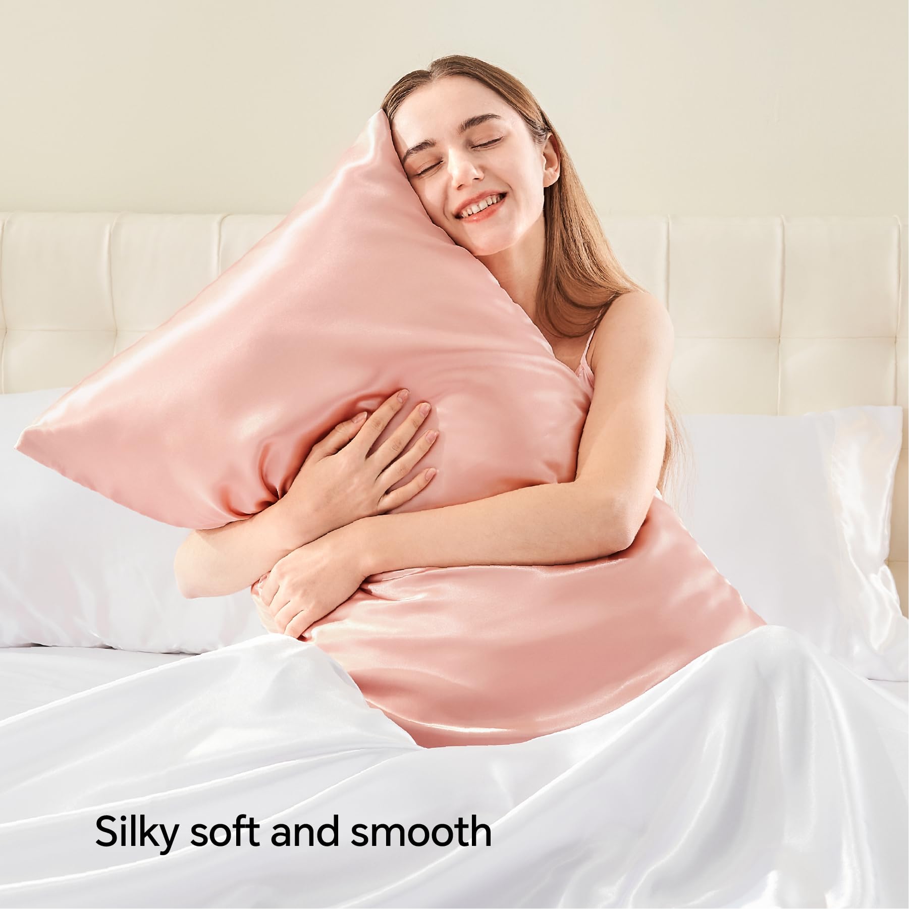 BEDELITE Satin Pillowcase with Zipper 2 Pack - Coral Standard Size (20x26 Inches) - Super Soft Cooling Silk-Like Pillow Cases for Women & Men - Perfect for Hair Care, Skin Protection & Better Sleep