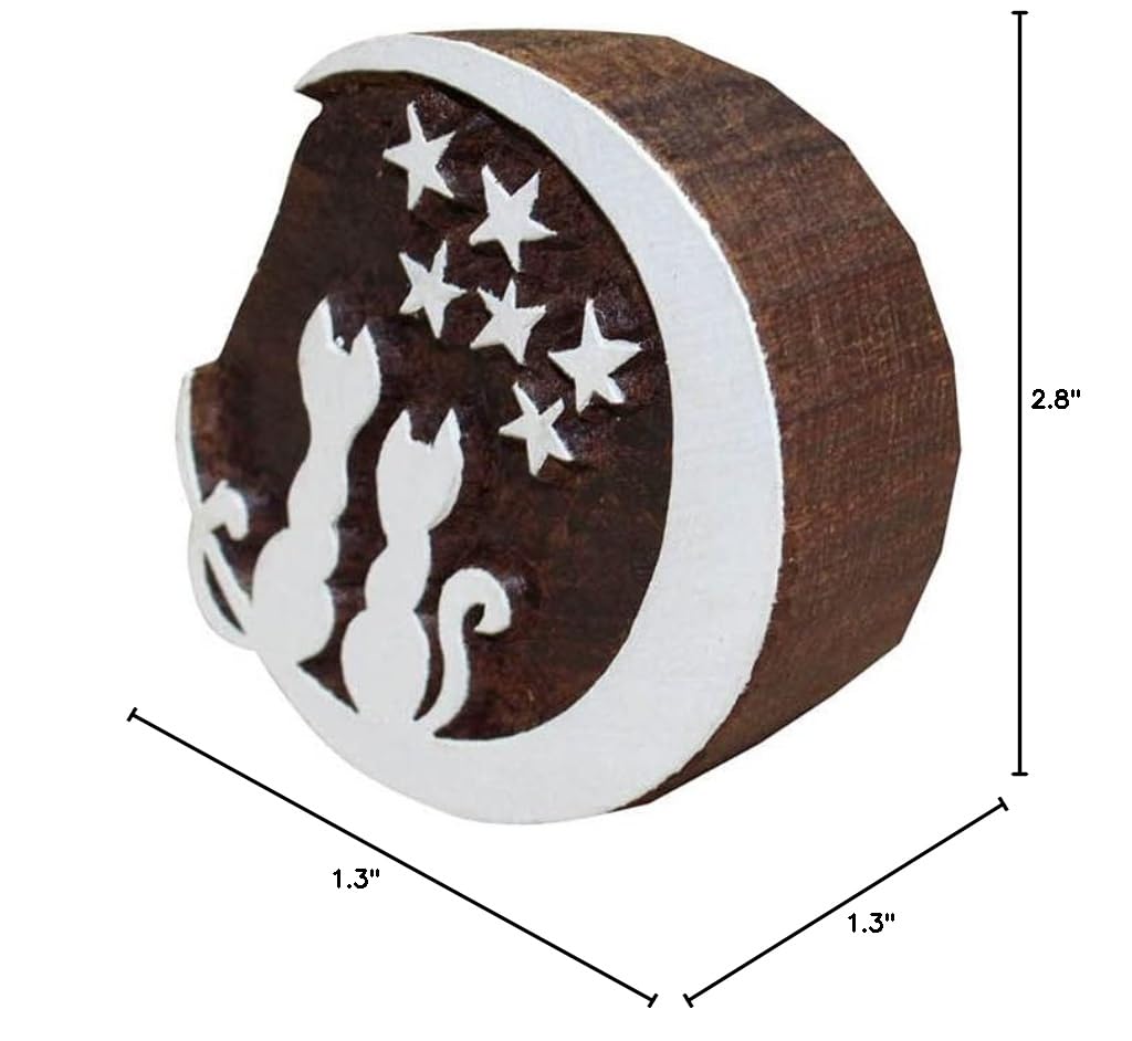 Moon Kitten Indian Pottery Stamps for Textile & Clay Crafts - DIY Art Projects