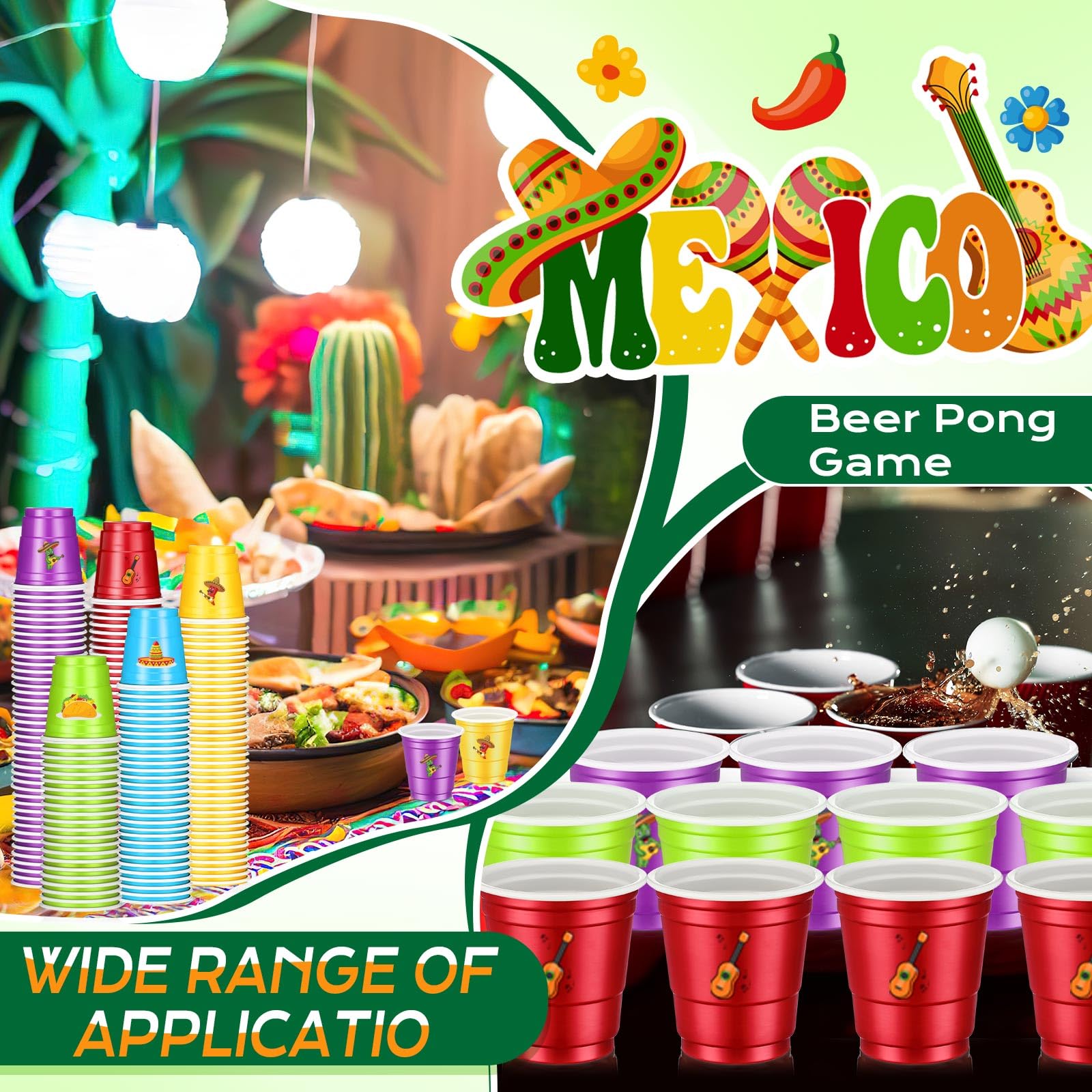 Gerrii 100 Pcs 2 oz Disposable Plastic Shot Glasses - Cactus Design Mexican Party Cups for Tequila, Margaritas & Cocktails - Perfect for Birthday, Wedding & Fiesta Decorations