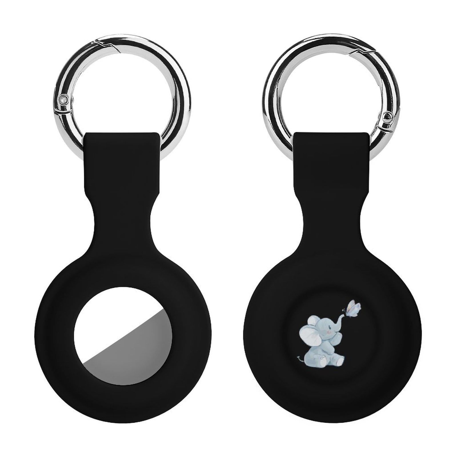 Elephant with Butterfly AirTag Case - Silicone Protective Cover with Keychain for Apple AirTag Tracker - Cute Animal Design Key Ring Holder (1 Pack) - Perfect for Travel, Luggage, Pets & Key Organization