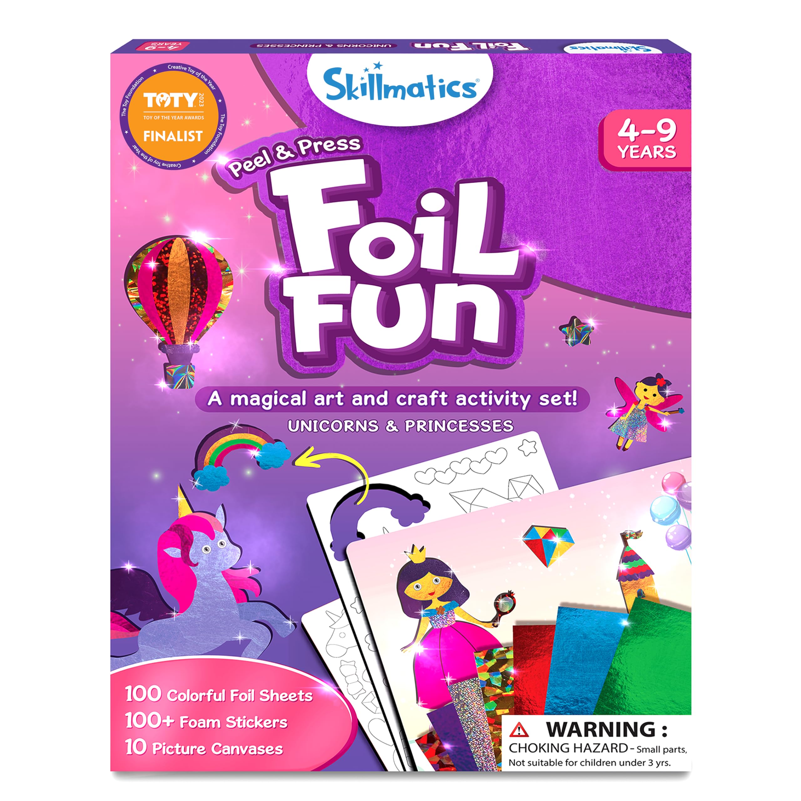 Skillmatics Foil Fun Unicorns & Princesses Art Kit - Mess-Free DIY Craft Supplies for Kids Ages 4-9, Easter Basket Stuffers, Travel Toys & Creative Gifts - Perfect for Birthday Parties, Classroom Activities & Family Craft Time